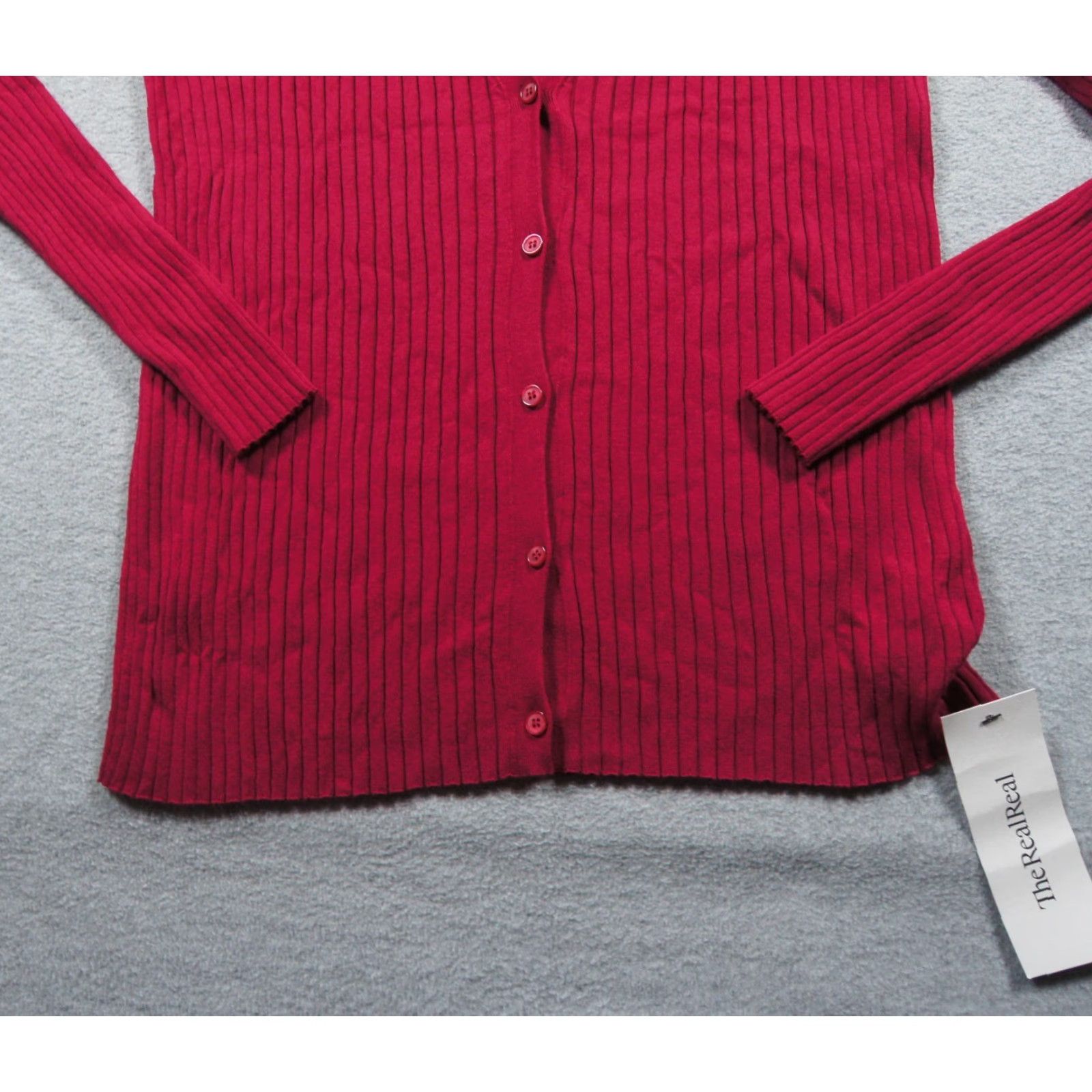 Vintage Lafayette 148 New York Sweater Cardigan Womens Small Red Long Sleeve Ribbed Knit V-Neck Fire Polyamide Viscose Shirt? Size S / US 4 / IT 40 - 3 Thumbnail