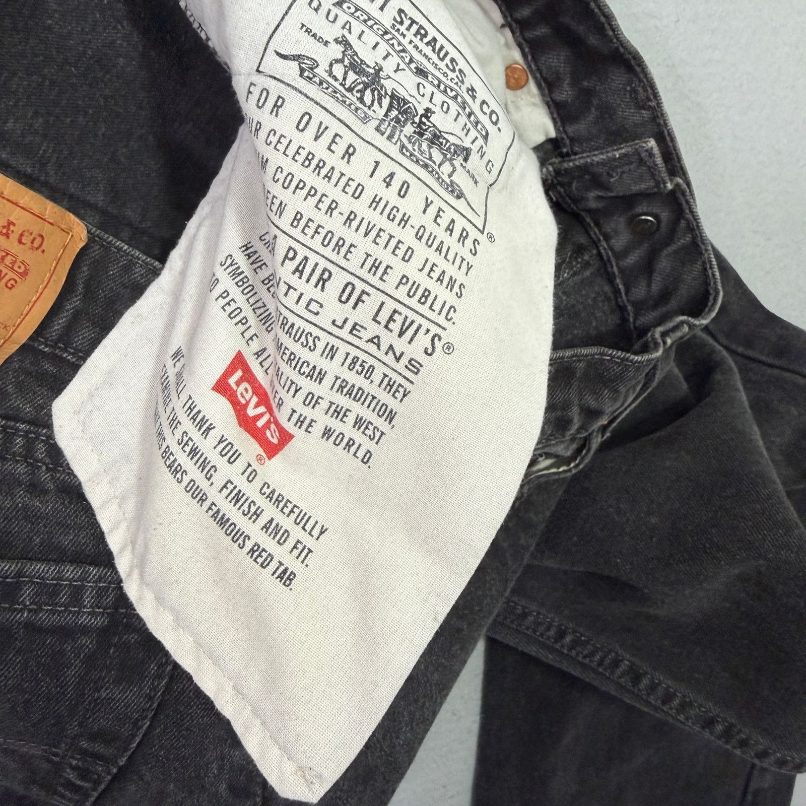 Levi's Vintage Levis 505 Jeans Men's 34x36 Black Regular Straight Size US 34 / EU 50 - 3 Thumbnail