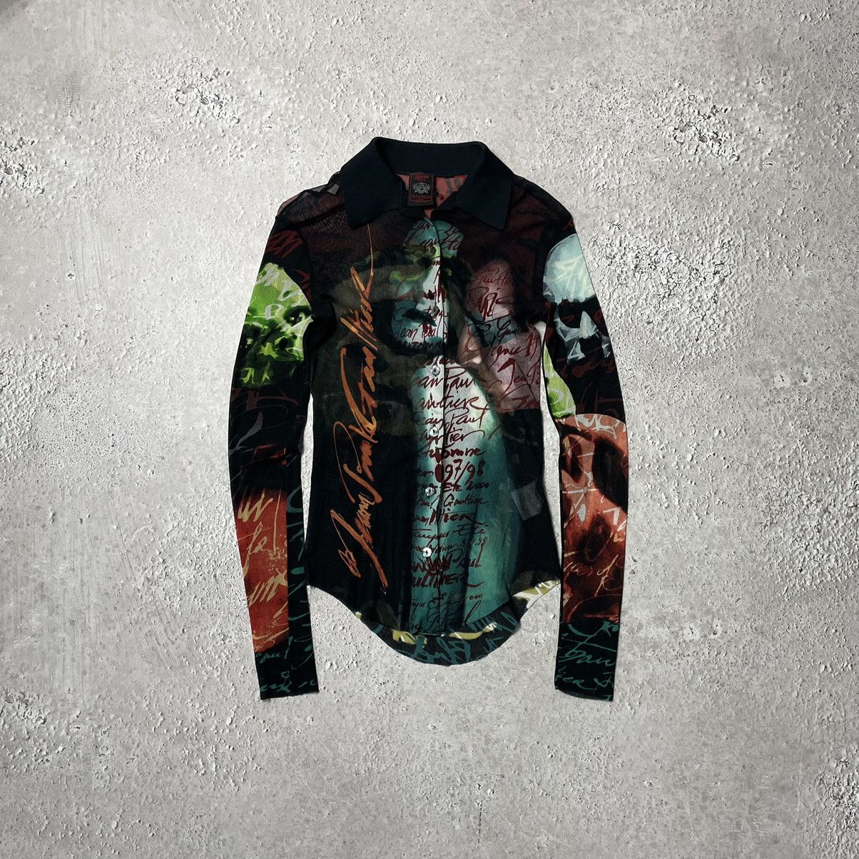 Jean Paul Gaultier FW1997 JPG Fight Racism Face Mesh Long Sleeve