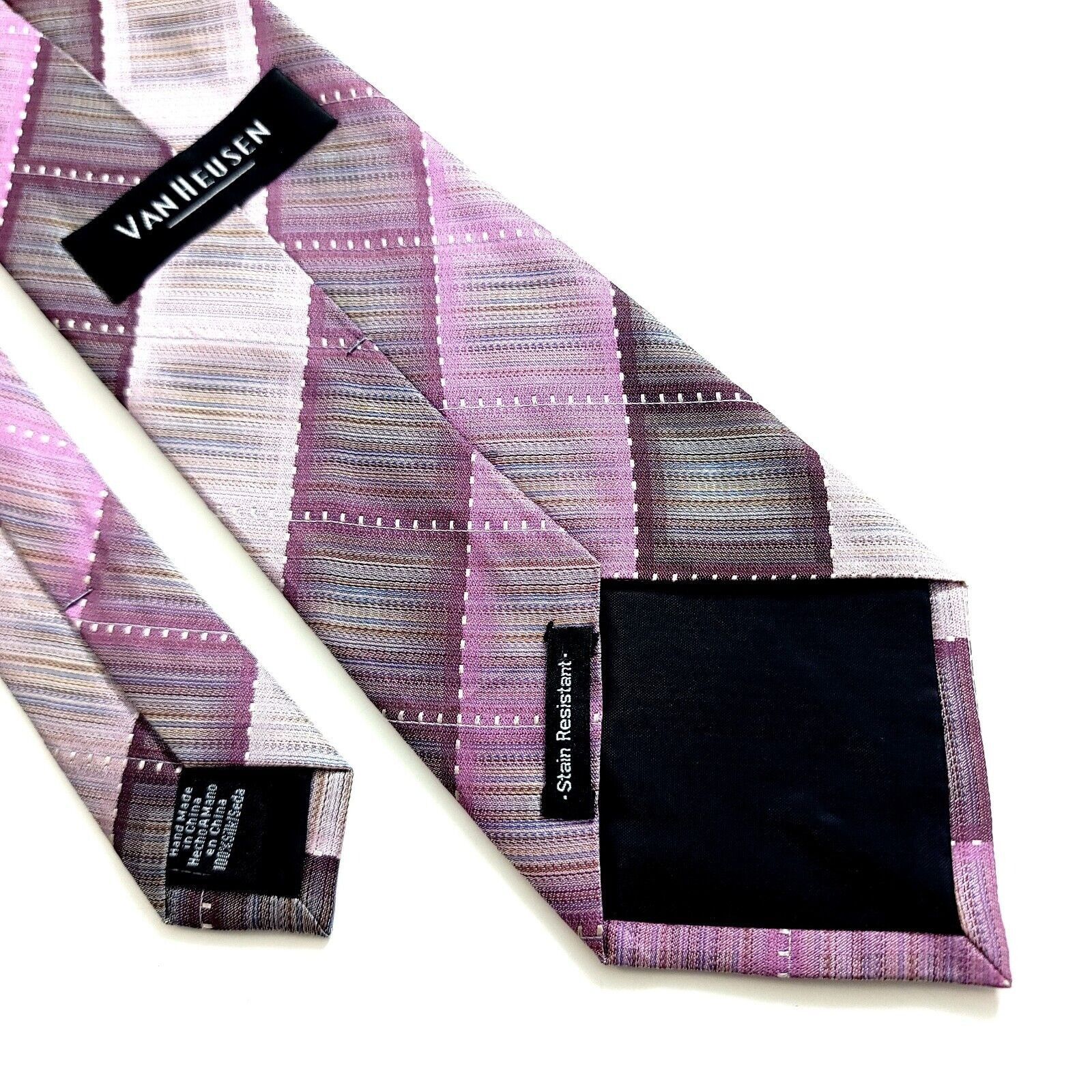 Van Heusen Van Heusen Purple Plaid Woven Silk Tie Size ONE SIZE - 6 Thumbnail
