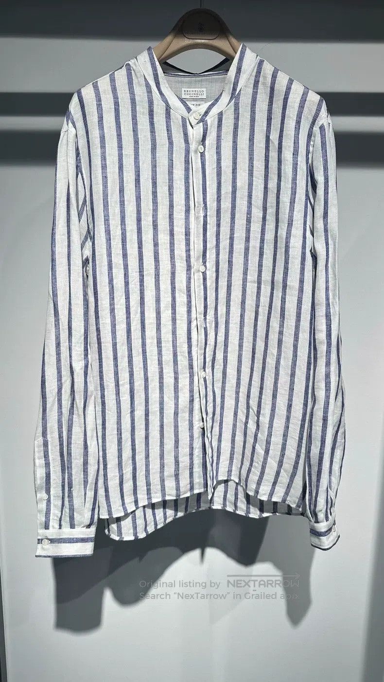 Brunello Cucinelli Brunello Cucinelli Striped color placket buttoned long-sle Size US M / EU 48-50 / 2 - 4 Thumbnail