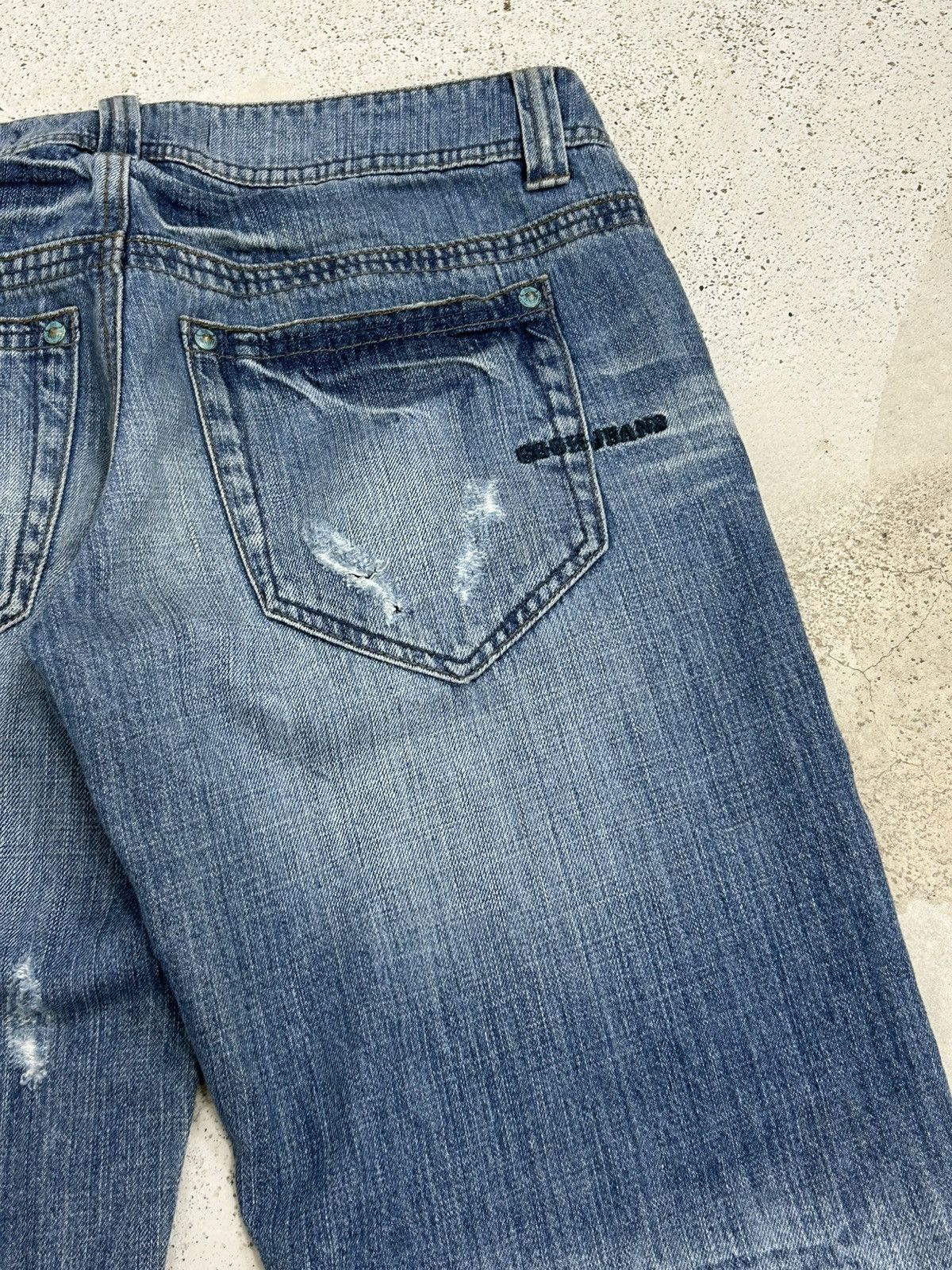Japanese Brand Cook Jeans Baggy Distressed Denim Knee Panel Whisker Stacked Size US 31 - 21 Thumbnail