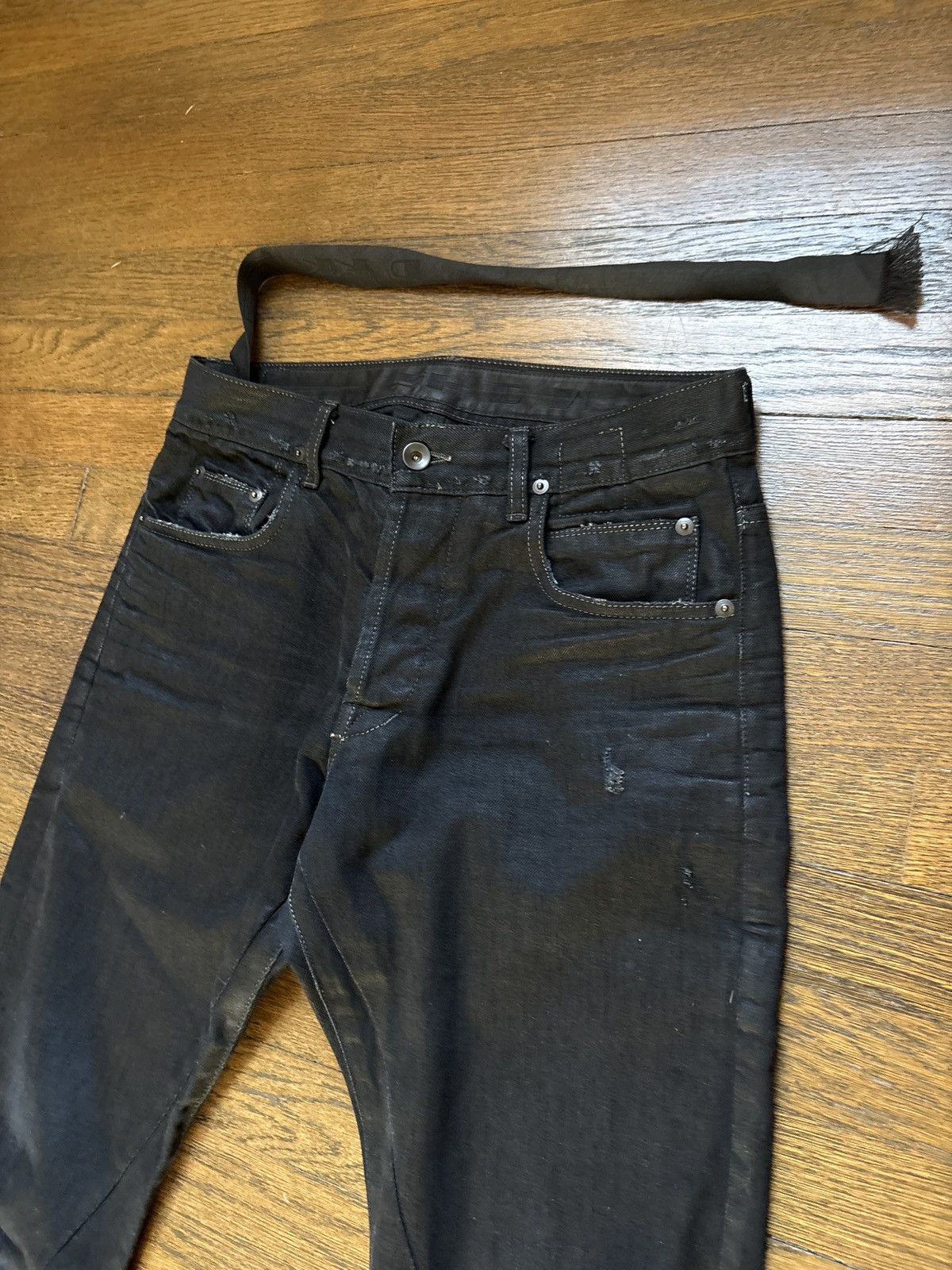 Rick Owens Rick Owens FW07 waxed Detroit Cut denim Size US 29 - 2 Thumbnail