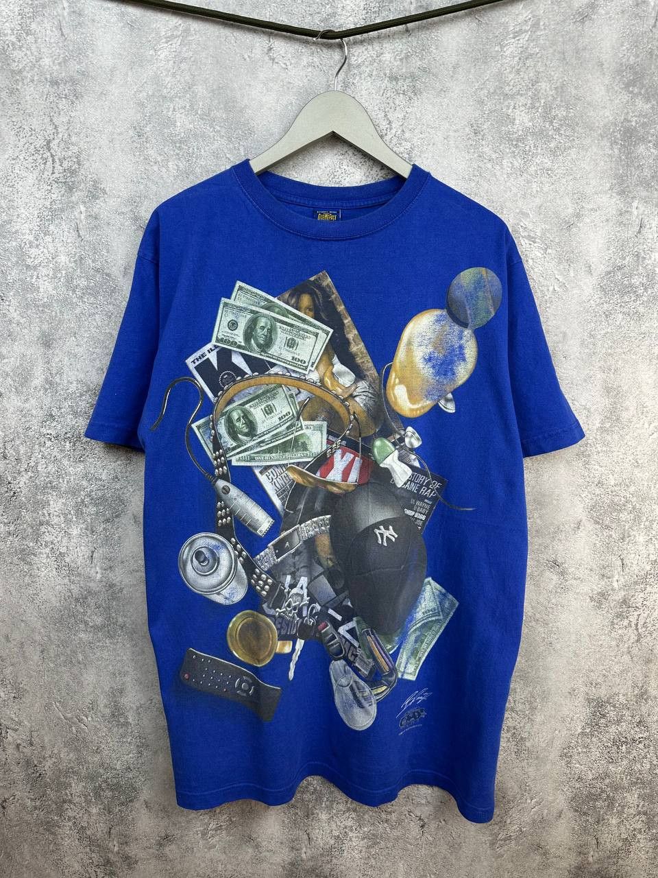 Vintage GiveMeFace Graphic Hip-Hop Money Collage 100% Cotton T-Shirt Size US XL / EU 56 / 4 - 1 Thumbnail