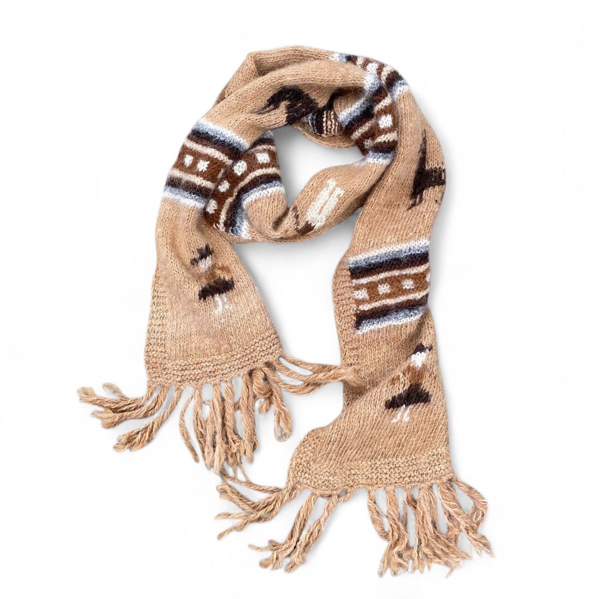 Designer × Japanese Brand Camel Brown Alpaca Pattern Scarf Size ONE SIZE - 1 Thumbnail