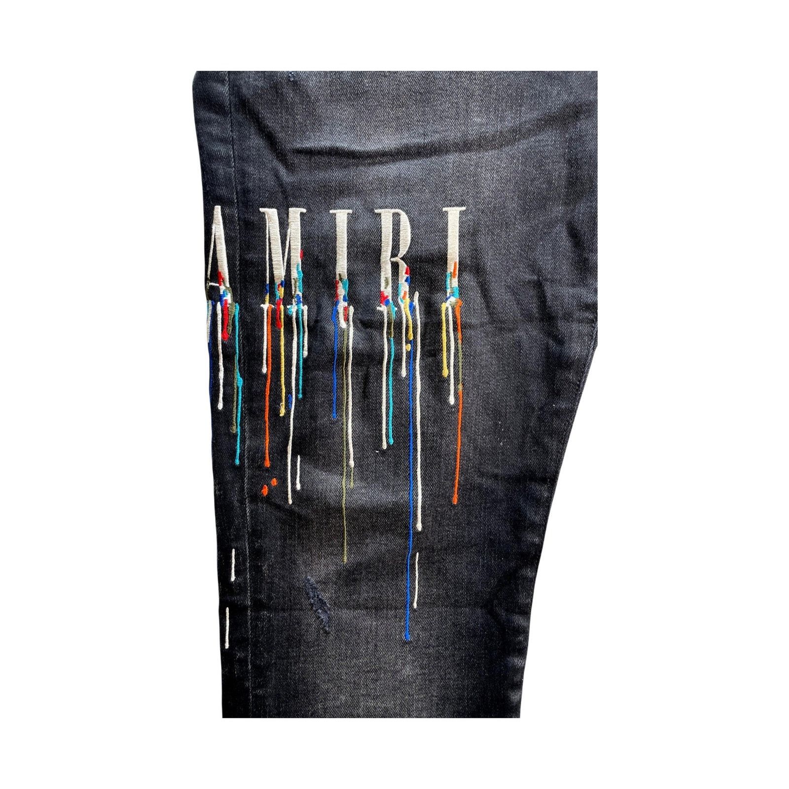 Amiri Amiri Paint Drip Black Jeans Size US 33 - 4 Thumbnail