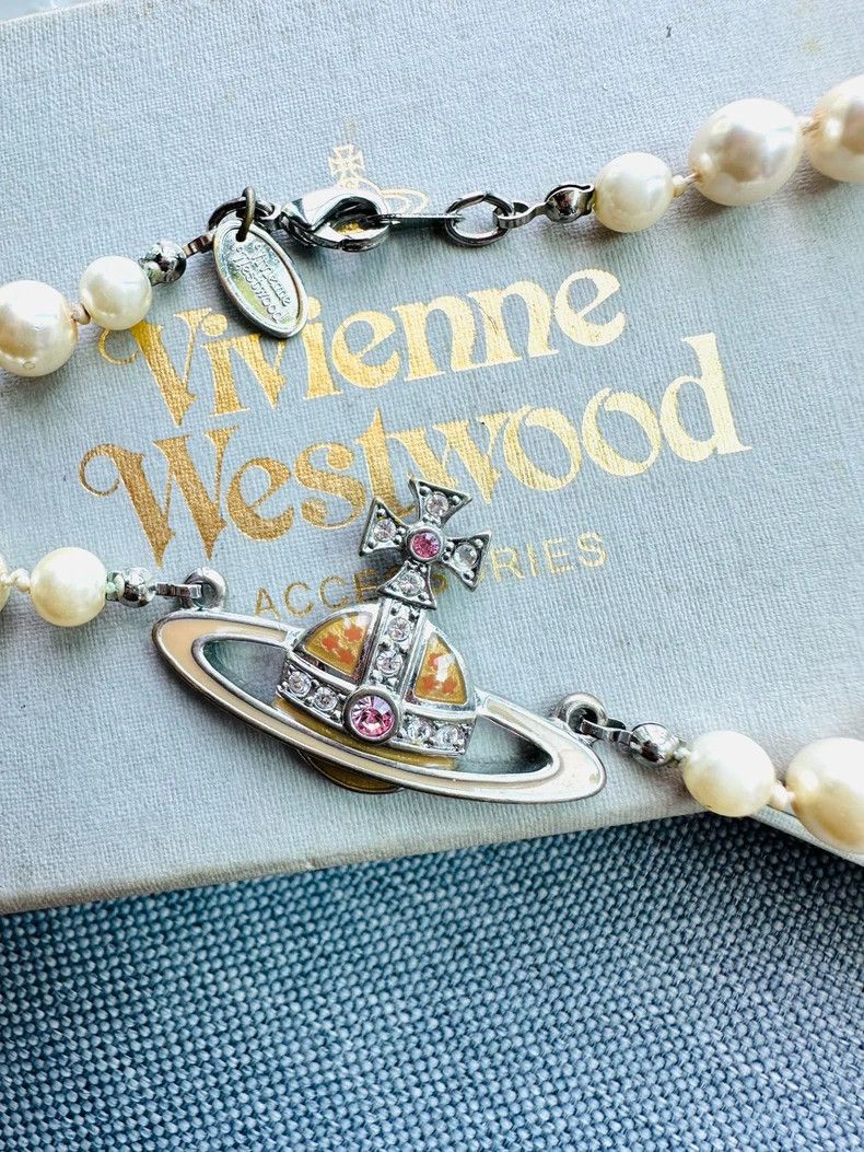 Vivienne Westwood Vivienne Westwood Pearl Saturn Necklace Choker, Collarbone Size ONE SIZE - 8 Thumbnail