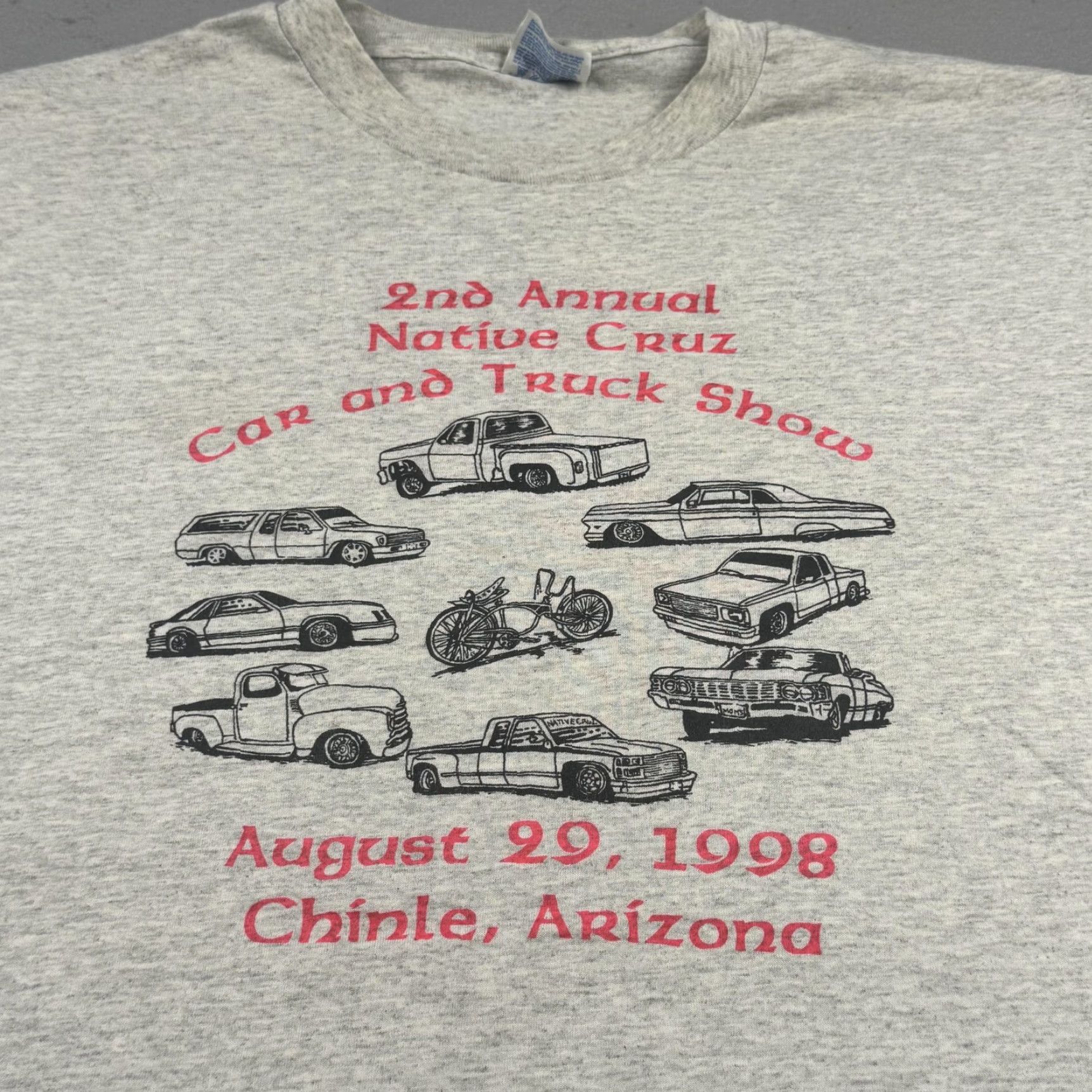 Hanes Vintage Native Cruz Car Truck Show Shirt Mens XL Gray Chinle Arizona 1998 90s Size US XL / EU 56 / 4 - 2 Thumbnail
