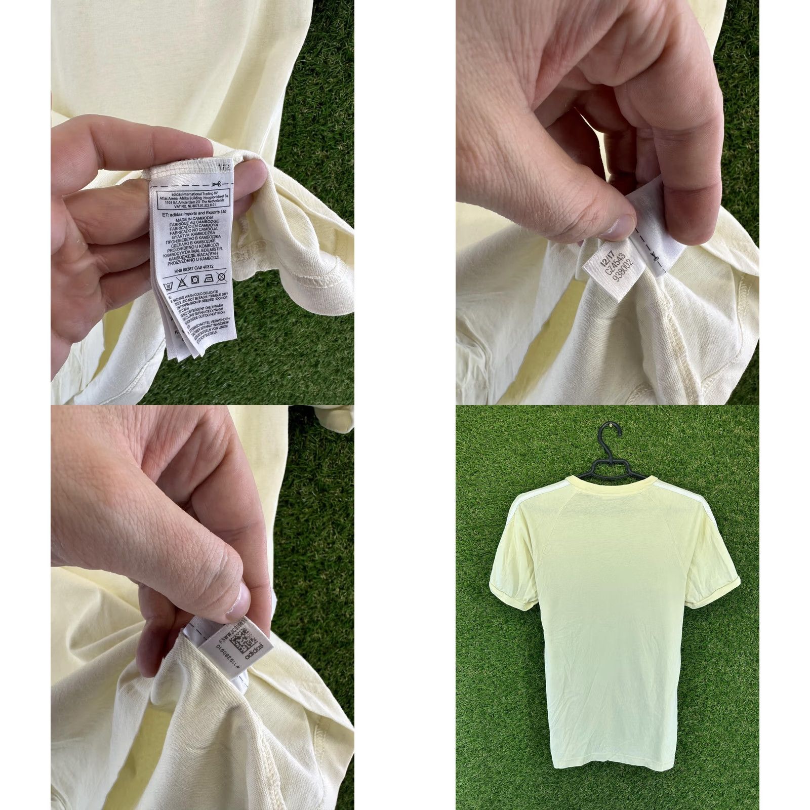 Adidas ADIDAS Shirt Men XS T-Shirt Jersey Classic Crew Neck Short Sleeve 100% Cotton Yellow White Original 3 Stripes Modern Basic Tee Womens Mens Boys Girls Size US XS / EU 42 / 0 - 9 Thumbnail