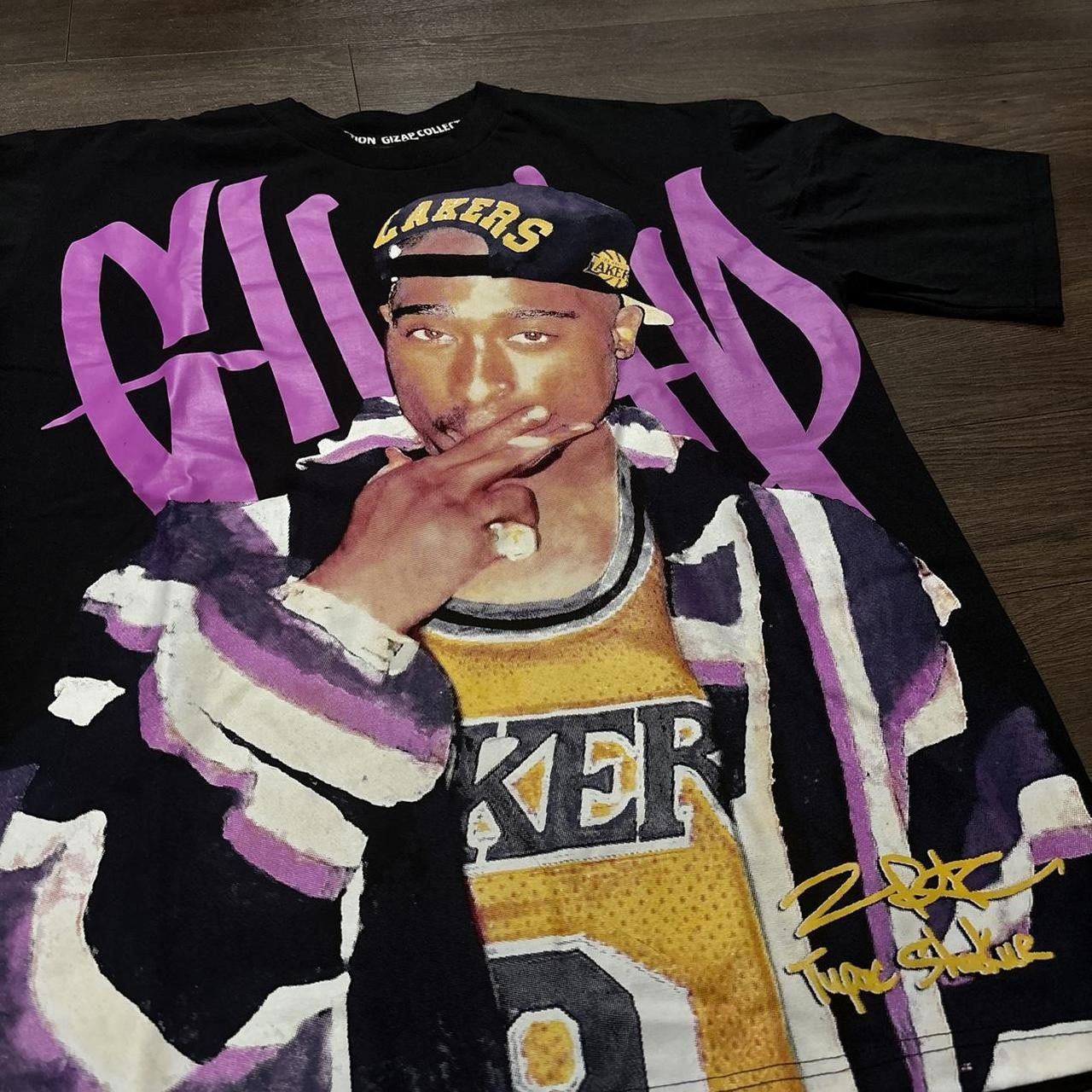 Designer Tupac gizap collection LA lakers t shirt Size US XL / EU 56 / 4 - 1 Thumbnail