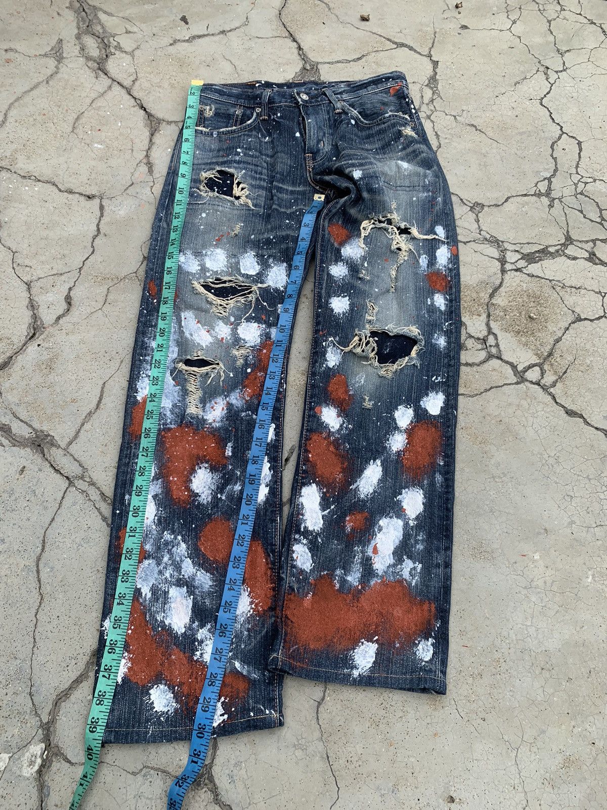 Edwin EDWIN DISTRESSED CUSTOM PAINT SPLATTER JEANS Size US 30 / EU 46 - 3 Thumbnail