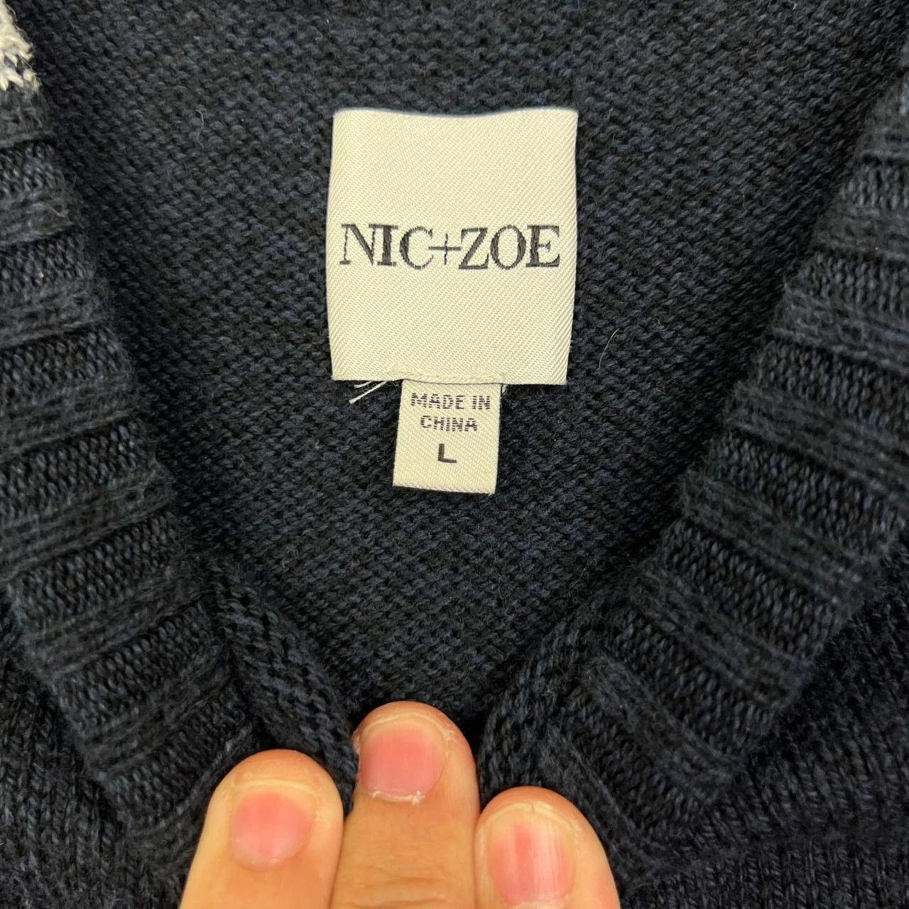 NIC+ZOE Nic+Zoe Sweater Women Large Black Knit Pullover Crew Neck Size L / US 10 / IT 46 - 6 Thumbnail