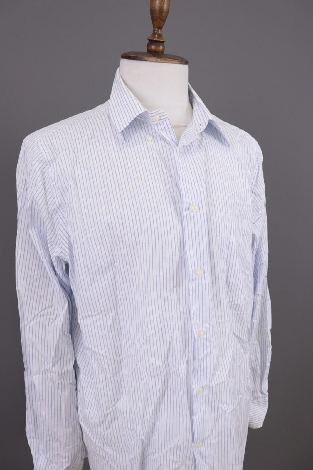 Designer Boggi Milano Regular Fit Pinstre Down Shirt Size 46 / 18 1/2 Size US M / EU 48-50 / 2 - 4 Thumbnail