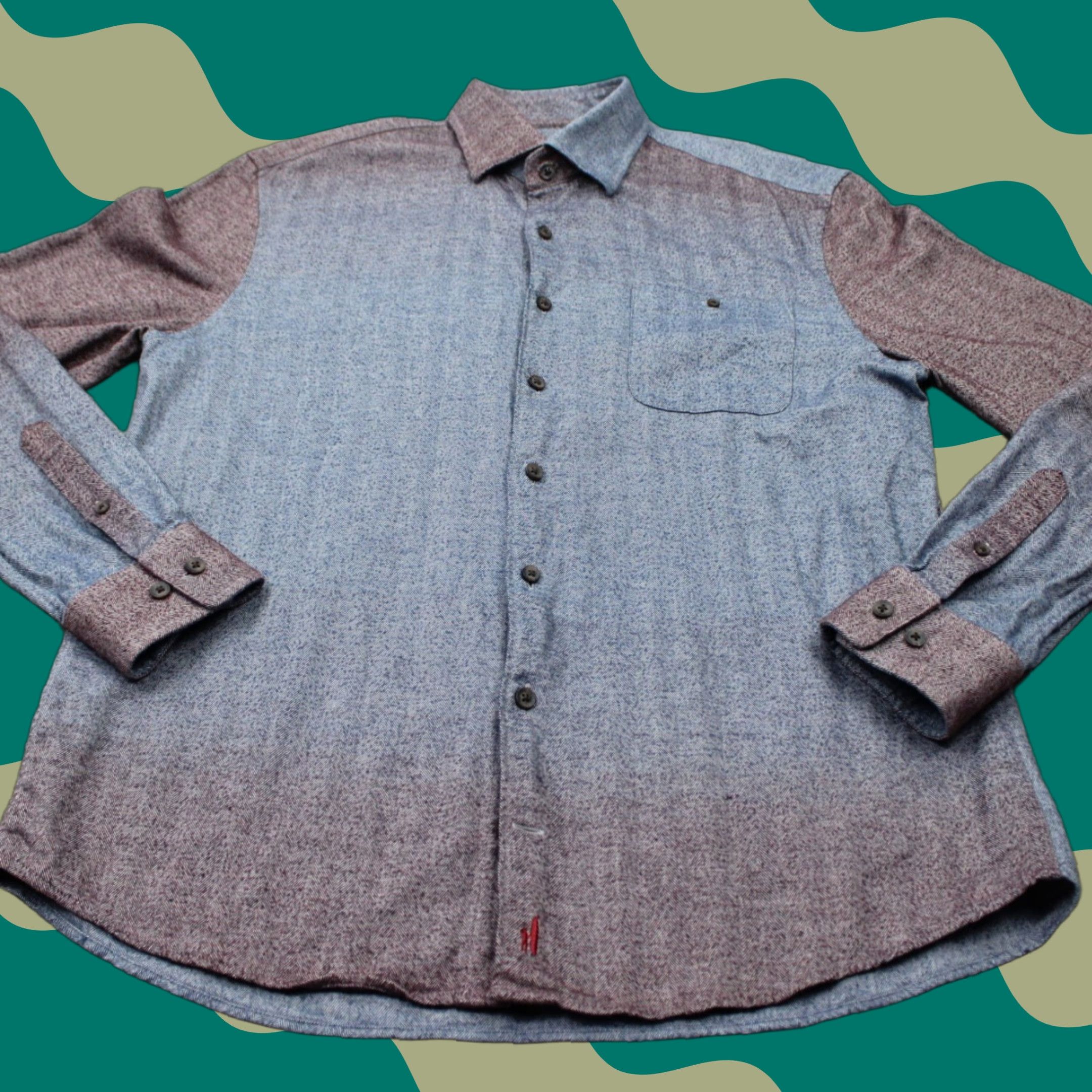 johnnie-O johnnie-O Shirt Adult Medium Red/Blue Roscoe Dip Dye Cotton L/S Button Up Size US M / EU 48-50 / 2 - 1 Thumbnail