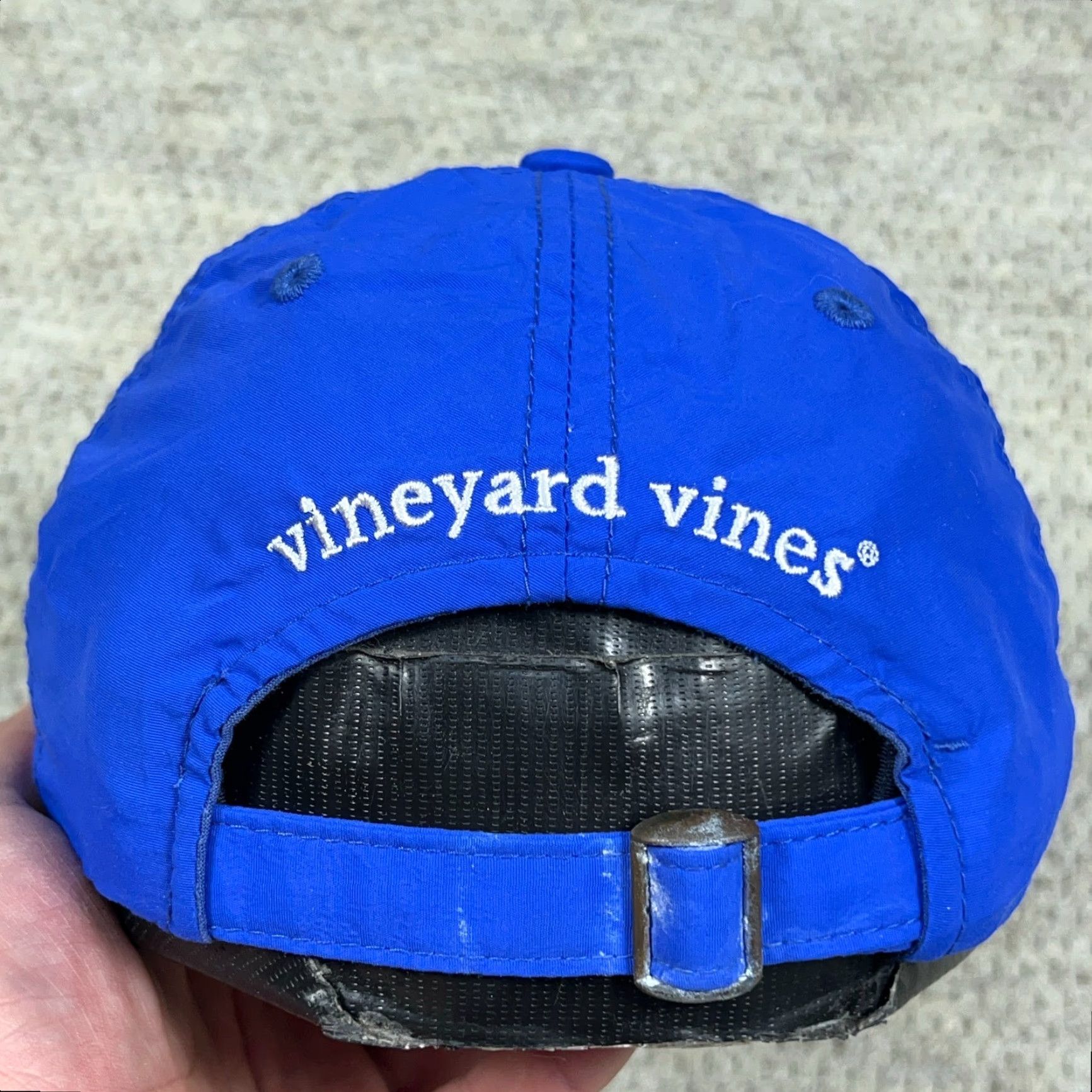 Vineyard Vines Vineyard Vines Hat Strap Back Cap Royal Blue Nylon Performance Running Preppy One Size Mens Size ONE SIZE - 2 Thumbnail