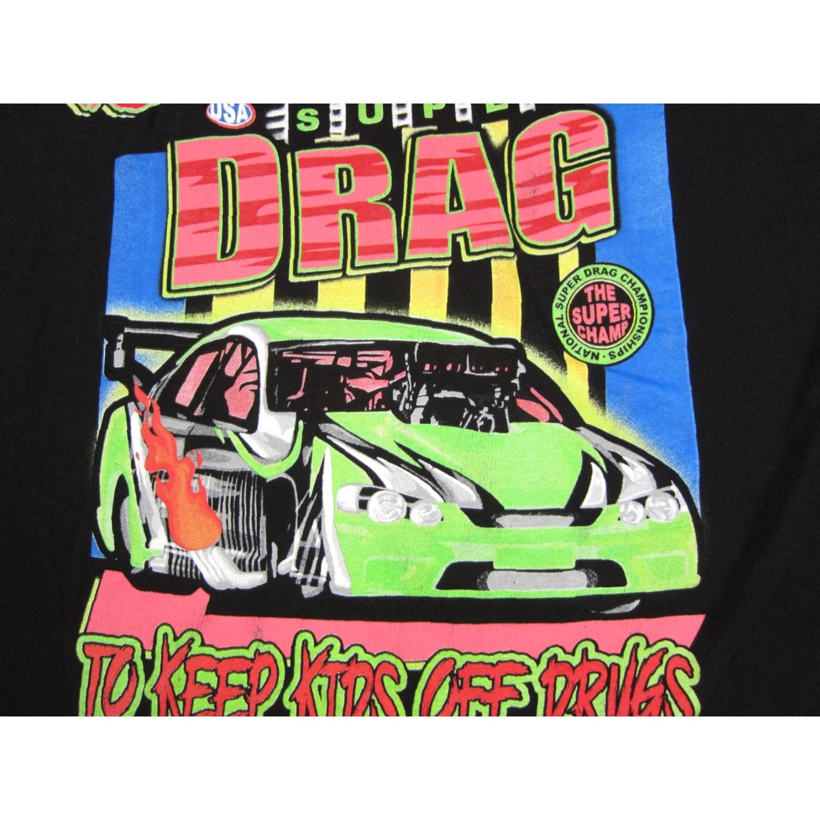Vintage DARE Super Drag Racing Shirt Mens XL Black Graphic Print Cotton Knit Crew Neck Short Sleeve T-Shirt Size US XL / EU 56 / 4 - 3 Thumbnail