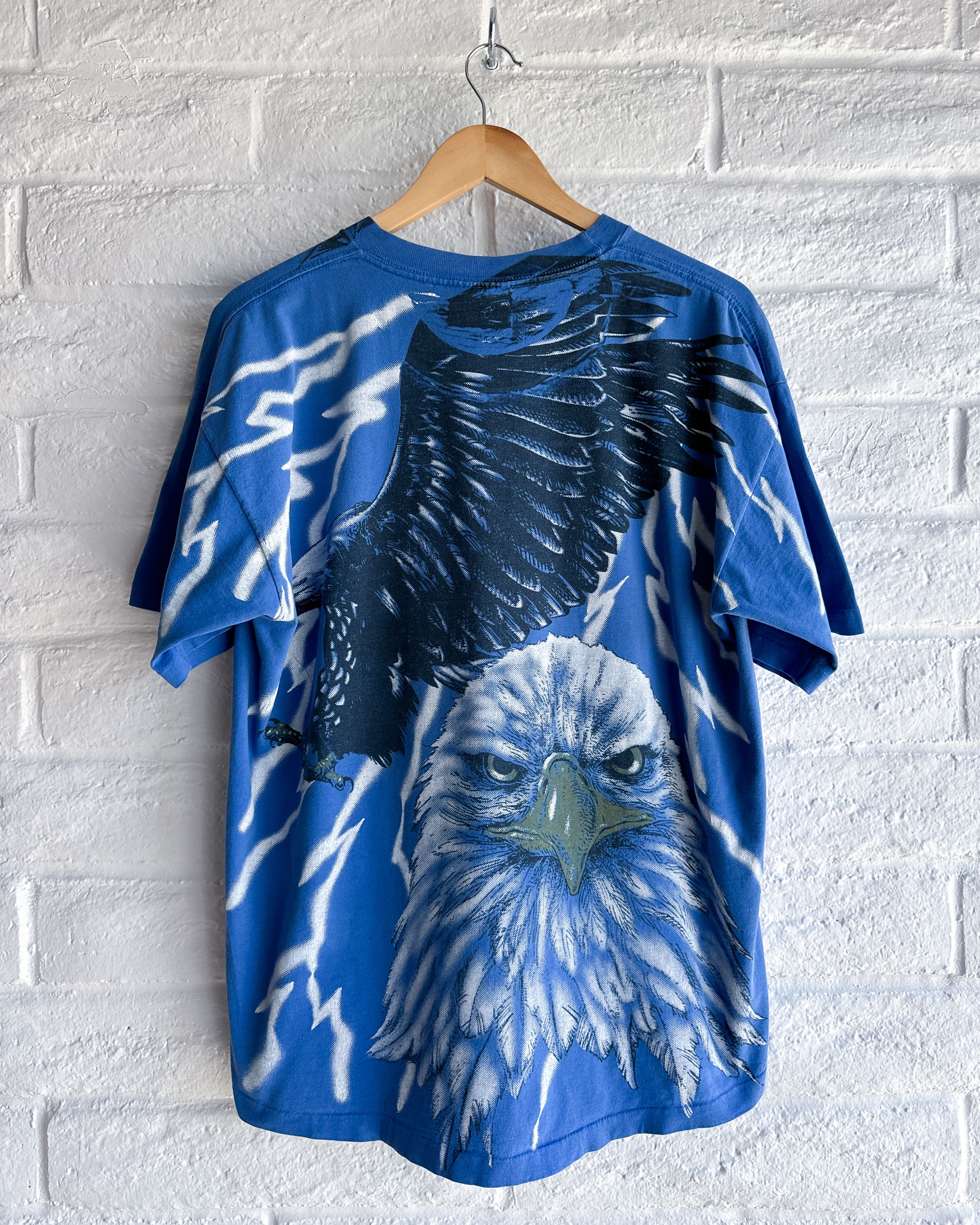 Vintage Vintage 90s American Thunder Lighting Eagle AOP T Shirt XL Size US XL / EU 56 / 4 - 6 Thumbnail
