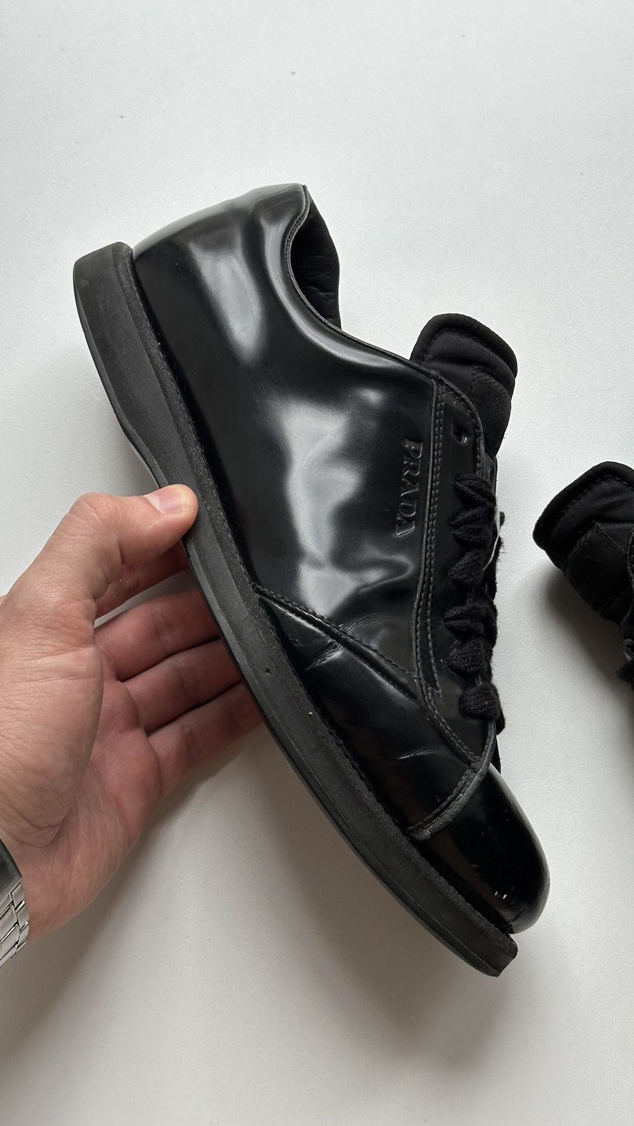 Prada Prada Leather Total Black Woman Shoes Size 5/39 Made Italy Size US 9.5 / IT 39.5 - 3 Thumbnail
