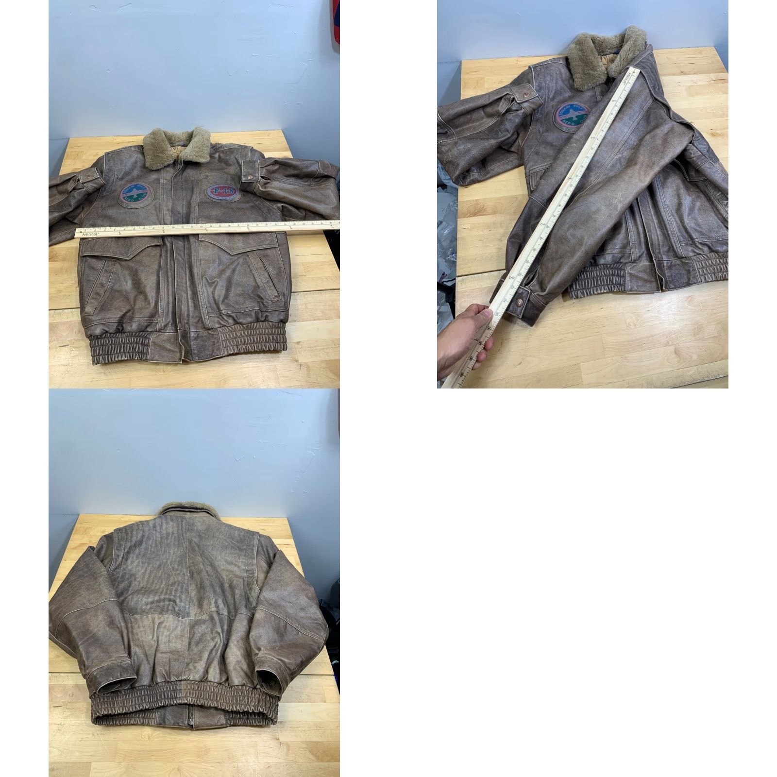 Vintage Giorgio Enrico Flight Jacket Mens 50 Brown F-18 Navy Full Zip Leather Bomber Jacket Winter Fall Casual Mens Brown 50 Navy Logo Full Zip Italy Size US M / EU 48-50 / 2 - 8 Thumbnail