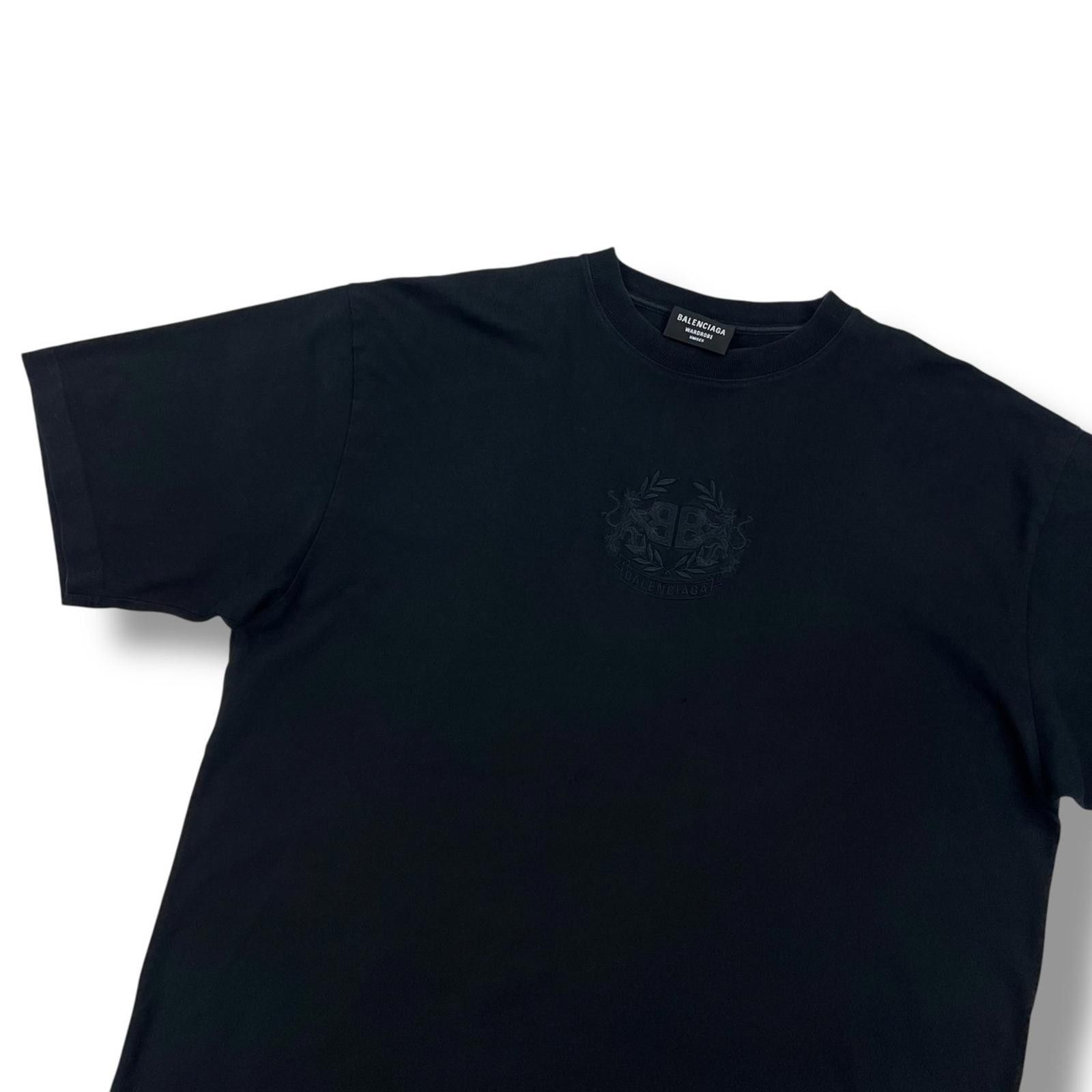 Balenciaga Balenciaga Crest Embroidered Black T Shirt Size US L / EU 52-54 / 3 - 1 Thumbnail