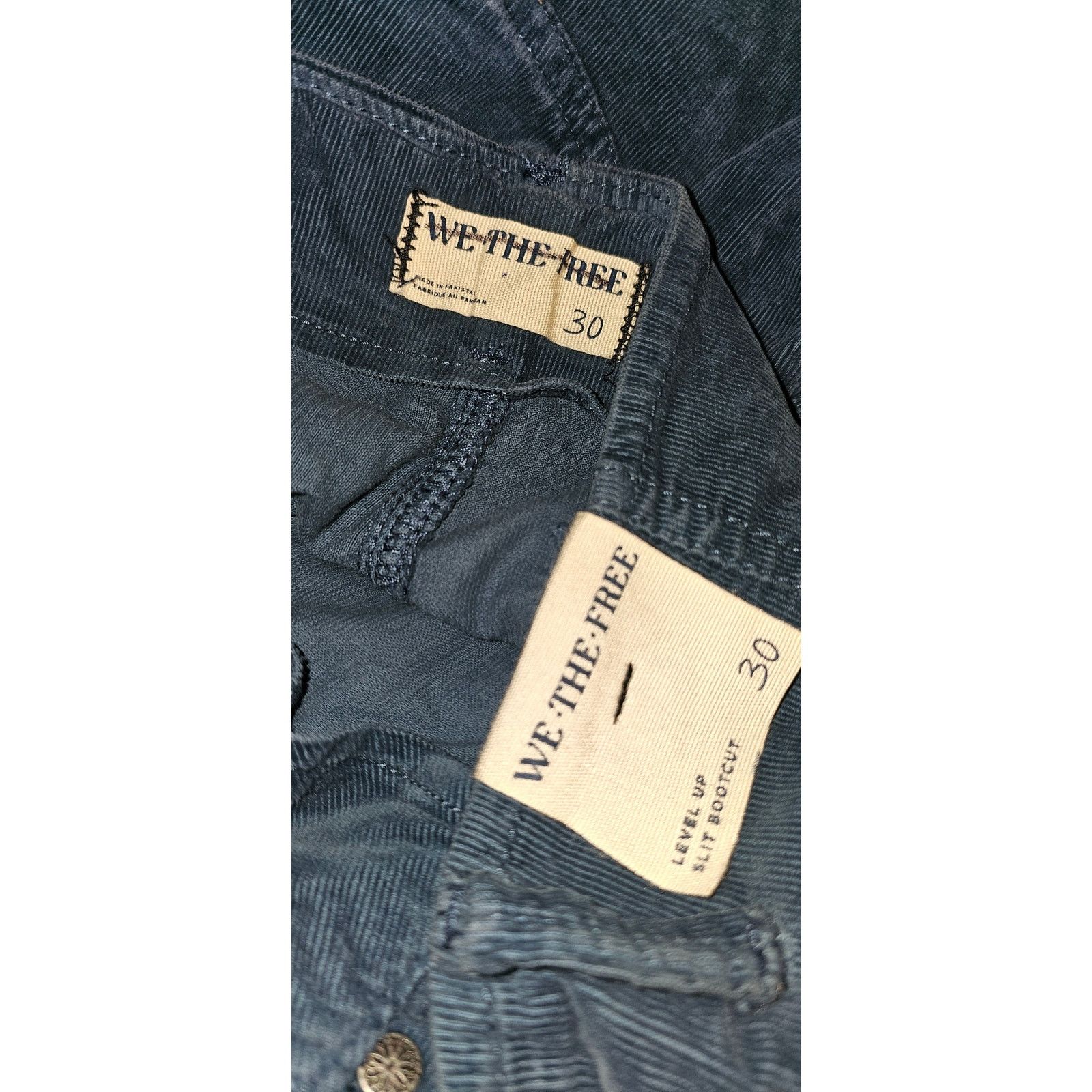 Free People New We The Free Level Up Slit Cord Jeans $98 SIZE 30 Blue Size 30" / US 8 / IT 44 - 6 Thumbnail