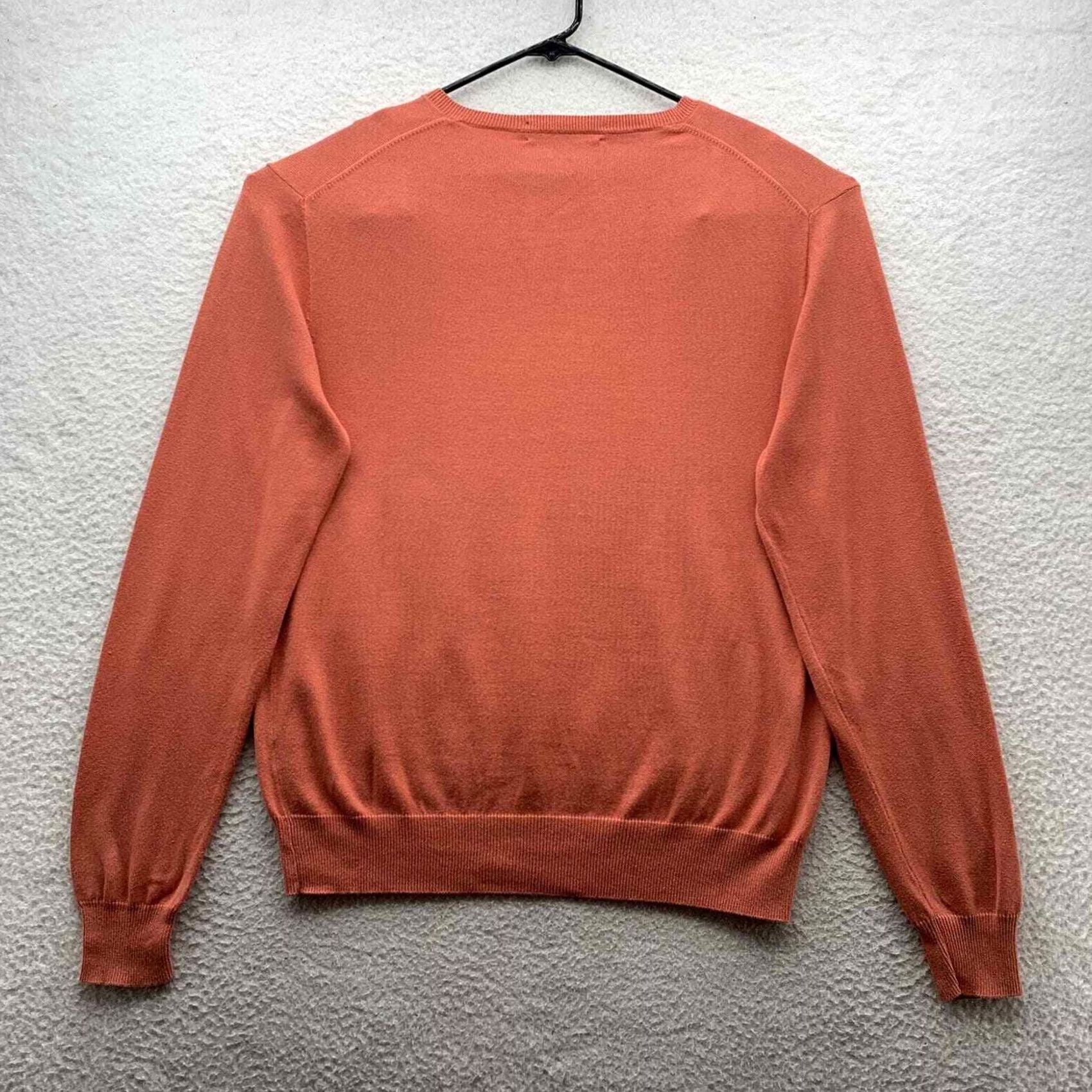 J.Crew J Crew Sweater Mens Medium M Orange Coral V-Neck Knit Pullover Thin Preppy Tapered Size US M / EU 48-50 / 2 - 4 Thumbnail