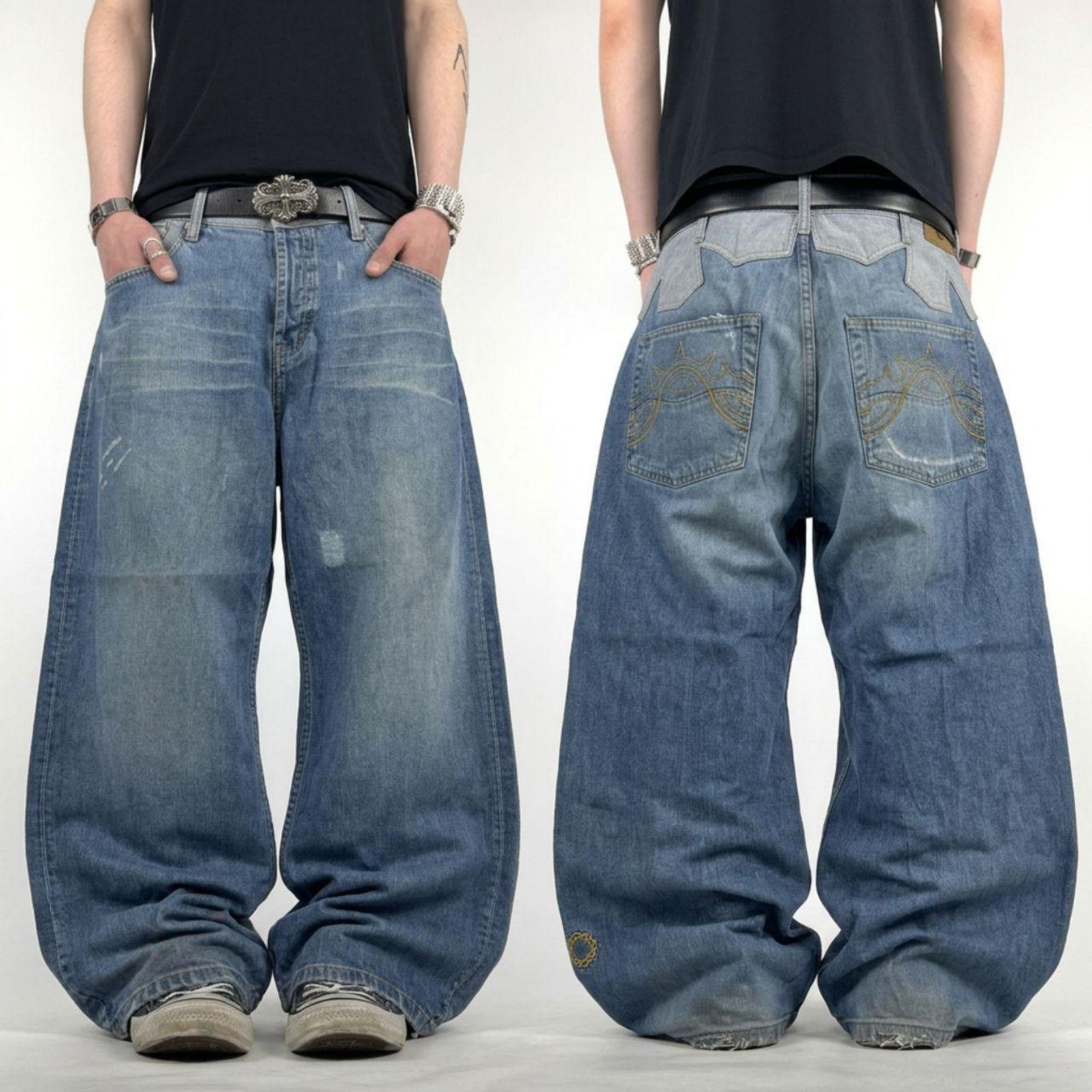 Vintage y2k archive stonewash grunge baggy wide leg jeans