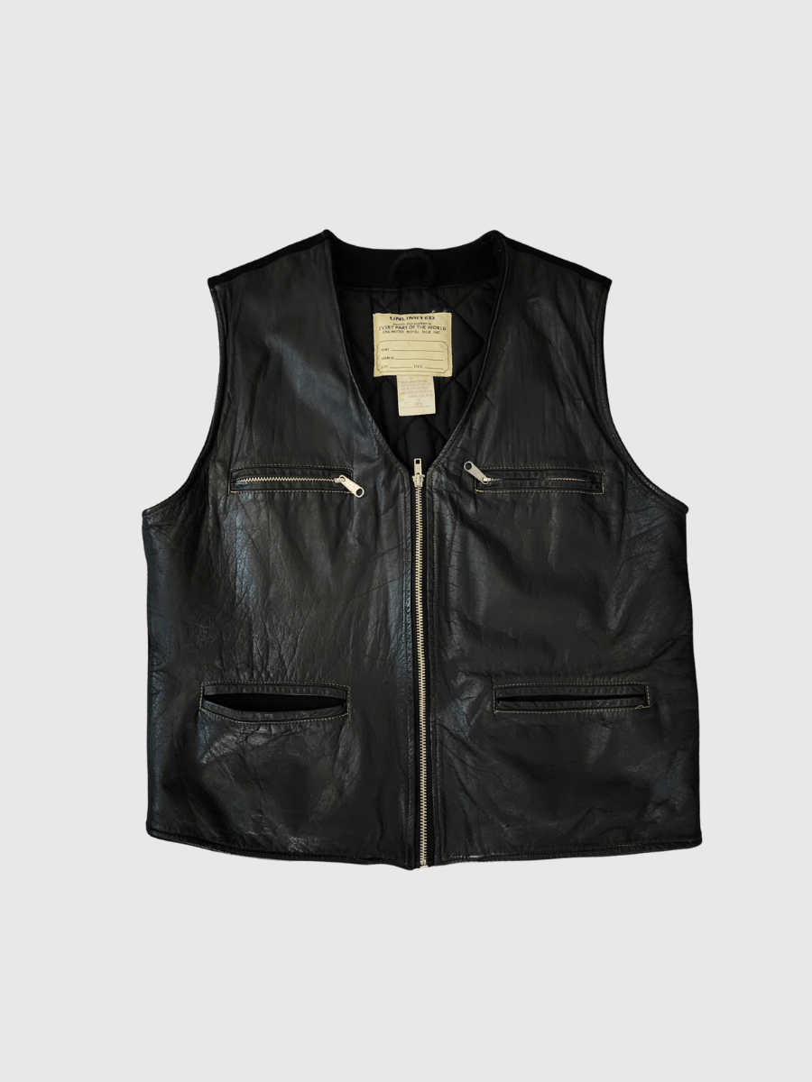 Other 80s UNLIMITED Genuine Leather- Wool Men’s Biker Vest Size US L / EU 52-54 / 3 - 9 Thumbnail