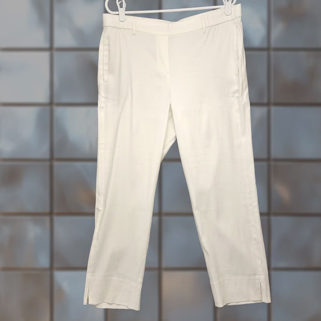 J. Jill J Jill Pants Womens Large White Linen Blend Stretch Cropped Faux Pockets L Ladies White Linen Blend Cropped Pants Womens Size 36" / US 14 / IT 50 - 1 Thumbnail