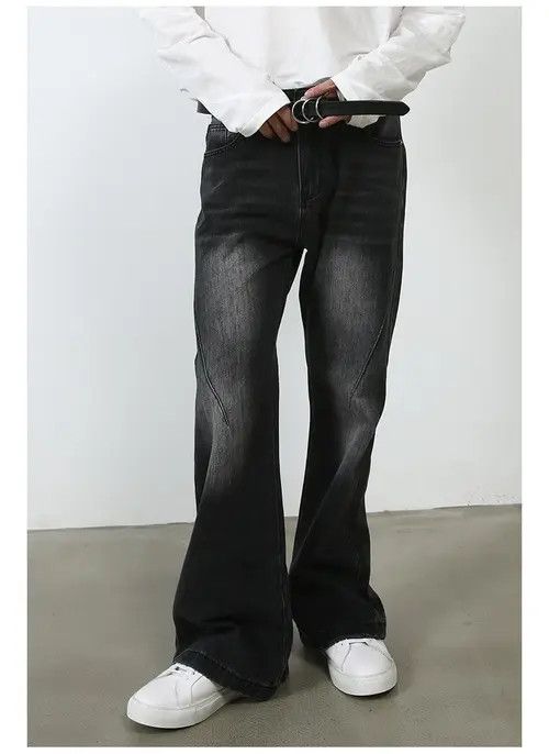 Black Faded Flared Denim Jeans