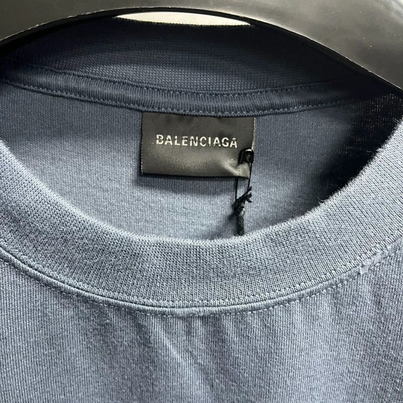 Balenciaga Balenciaga latest washed blue/black letter printed casual r Size US L / EU 52-54 / 3 - 2 Thumbnail