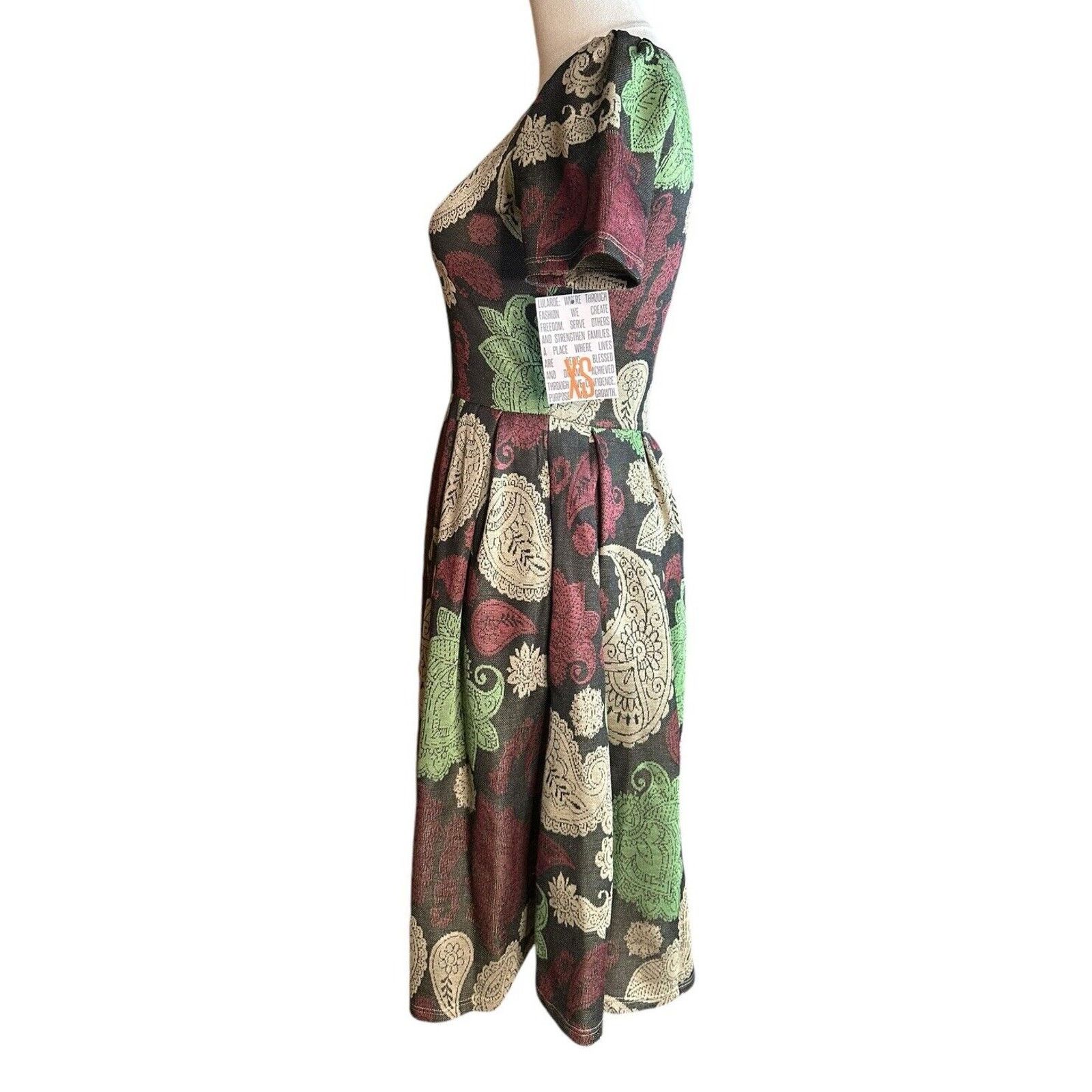 Other LULAROE Paisley Pleated Red A-Line Amelia Dress Pockets XS Size XS / US 0-2 / IT 36-38 - 4 Thumbnail