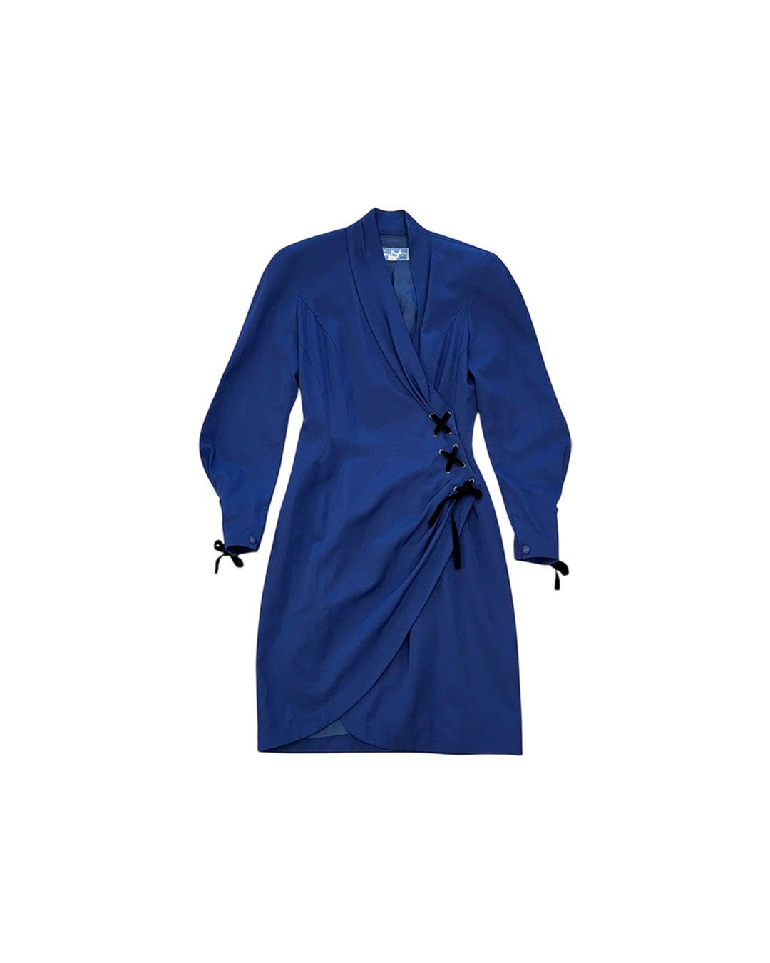 Thierry Mugler Thierry Mugler 80s Ribbon Detail Padded Shoulder One Piece Size XXS / US 00 / IT 34 - 1 Thumbnail