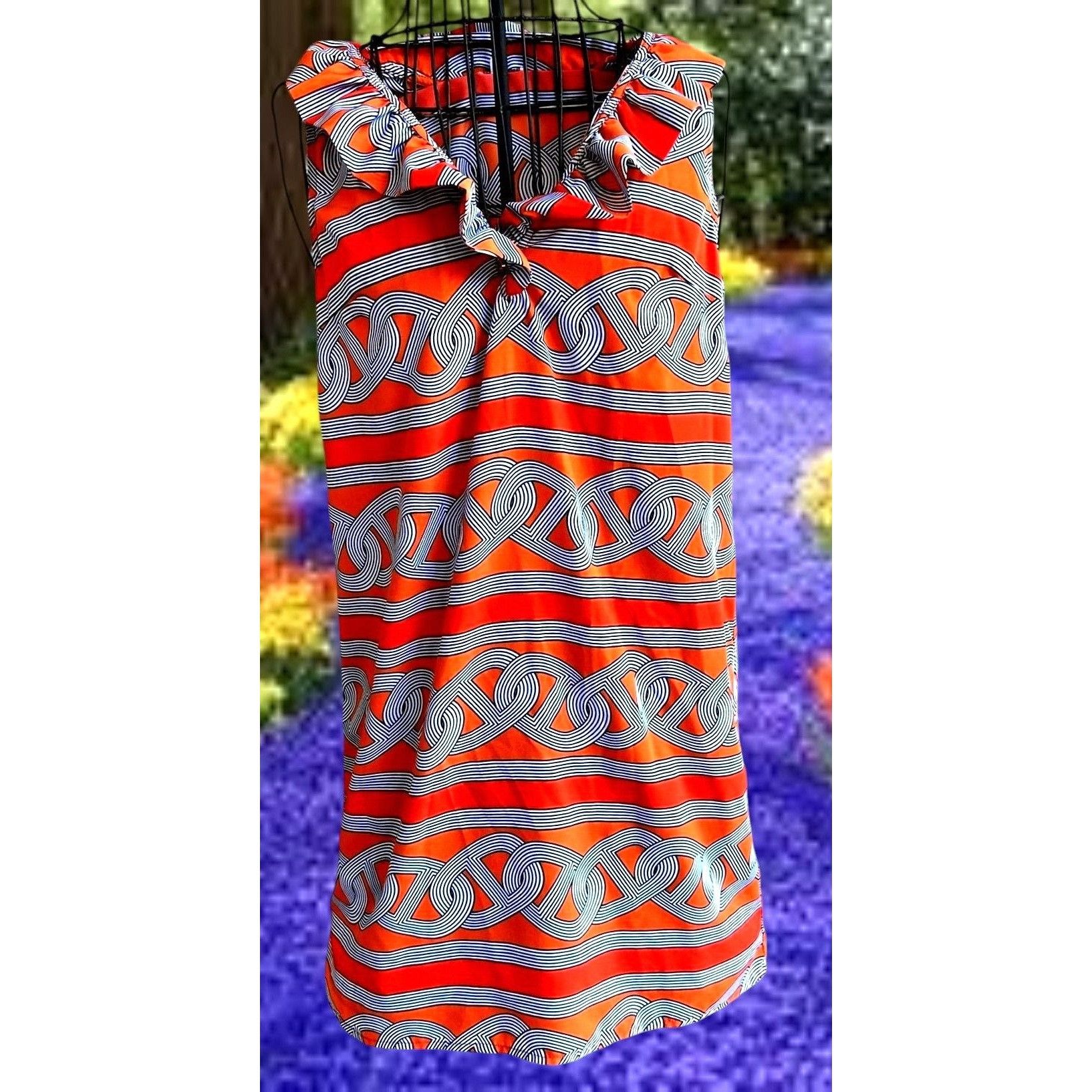Other Mud Pie Sleeveless Dress Small 4 6 Orange Navy Abstract Desi Size S / US 4 / IT 40 - 5 Thumbnail
