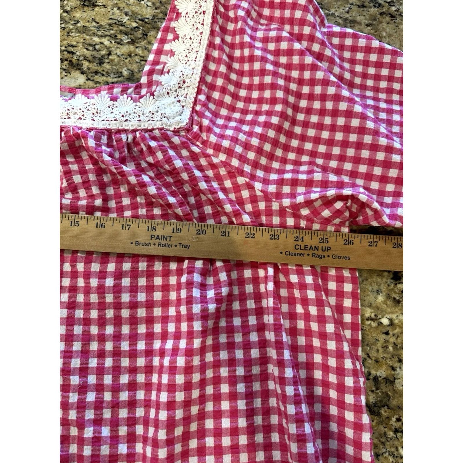 Vintage Woman Within Tunic Blouse Pink Gingham Seersucker 3/4 Sleeve Plus 3X Cotton Womens Size XXL / US 16-18 / IT 52-54 - 5 Thumbnail
