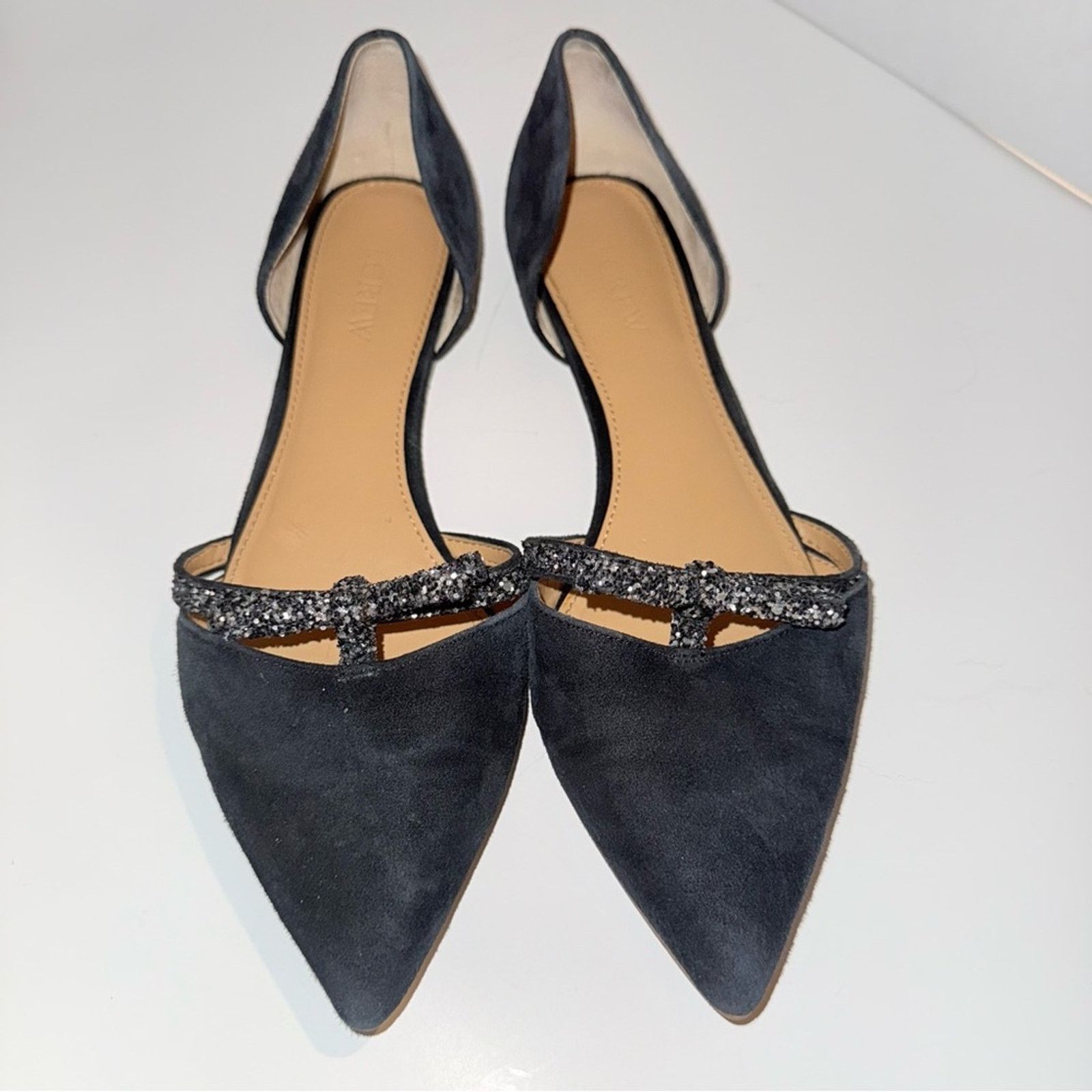 J.Crew J.CREW suede pointed glitter bow whimsigoth party flats 9B Size US 9 / IT 39 - 3 Thumbnail