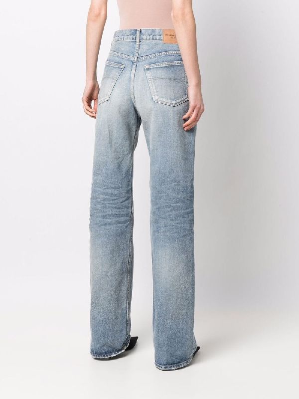 Balenciaga o1bcso1str0525 New Straight Leg Jeans in Pale Blue Size 25" / US 0 / IT 36 - 2 Thumbnail