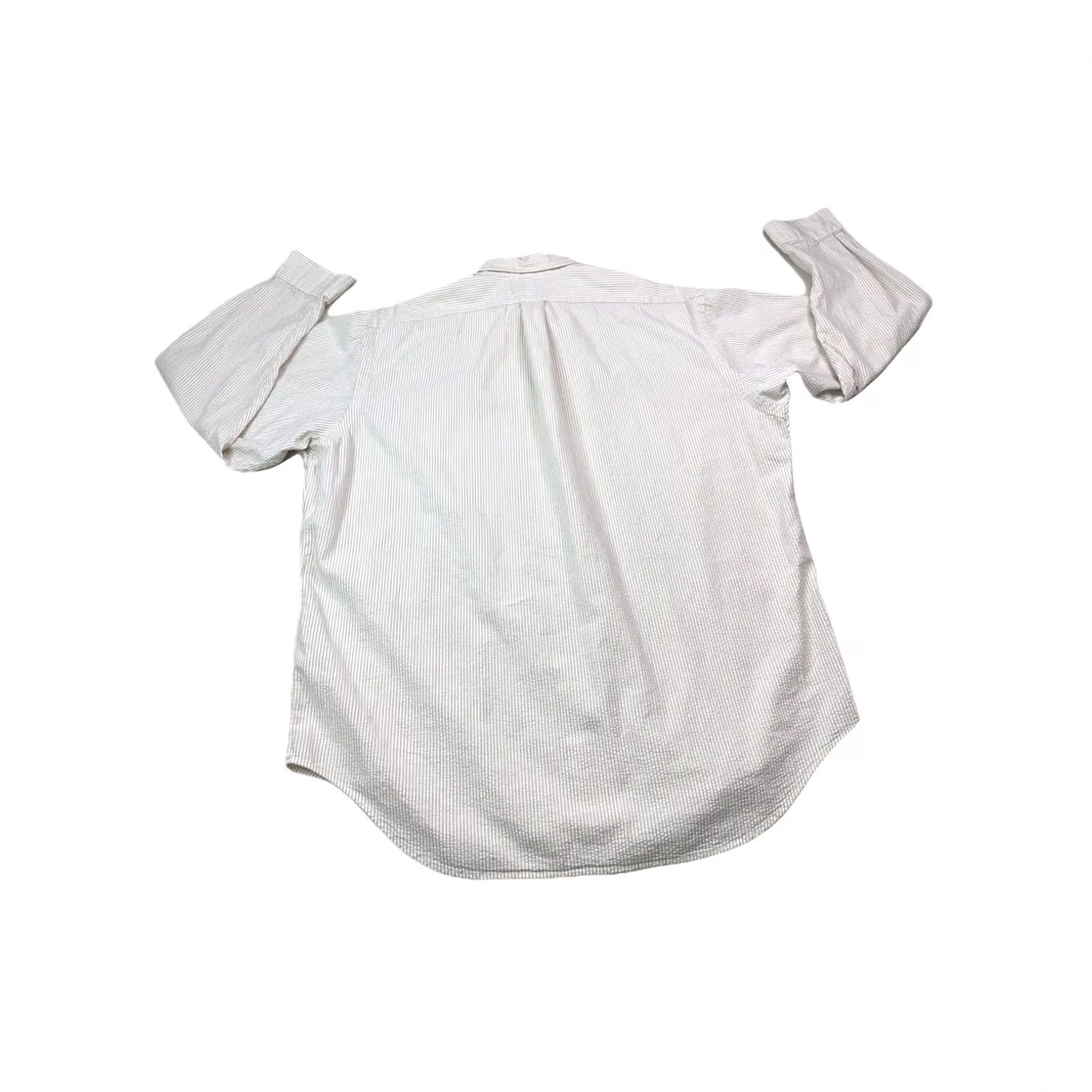 Ralph Lauren VINTAGE Ralph Lauren Creek Button-Down Logo Tag Pocket Front Textured Shirt XL Mens Beige White 90s Button-Up Striped Long Sleeve Cotton Size US XL / EU 56 / 4 - 7 Thumbnail