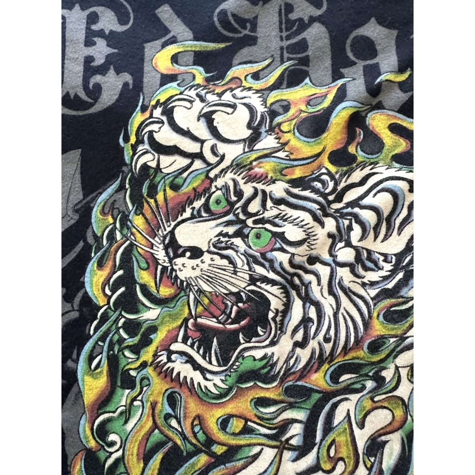 Ed Hardy VINTAGE Ed Hardy Men’s L Shirt Tiger Tattoo AOP Double-Sided Longsleeve Tee Y2K Black Size L / US 10 / IT 46 - 7 Thumbnail