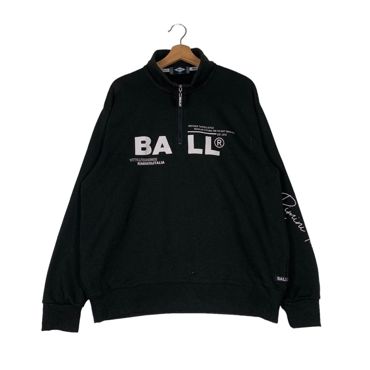 Japanese Brand BALL Big Logo Half Zip Turtle Neck Sweatshirts #0796-C36 Size US L / EU 52-54 / 3 - 1 Thumbnail