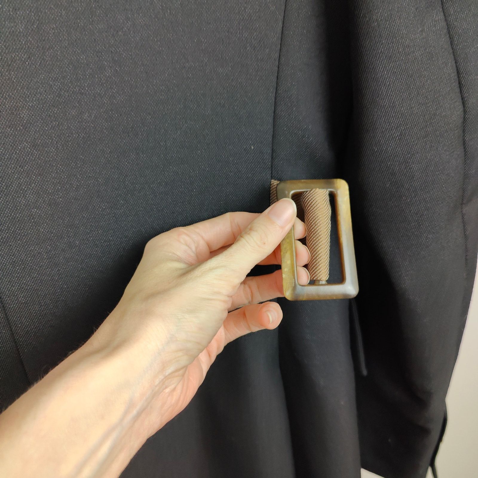 Sean Suen Sean Suen Coat Men 38 Black Denim Belted Coat Mixed Media Size 38R - 5 Thumbnail