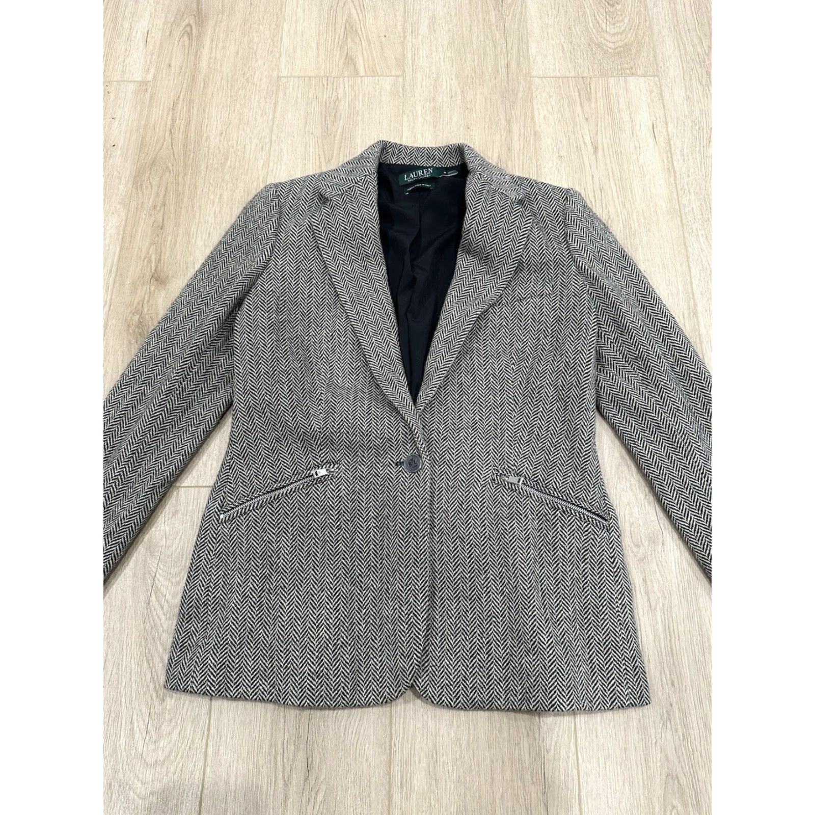 Ralph Lauren VINTAGE Ralph Lauren Blazer Herringbone Tweed Wool Brown/Black Size 8 Womens Regular Jacket Size M / US 6-8 / IT 42-44 - 3 Thumbnail
