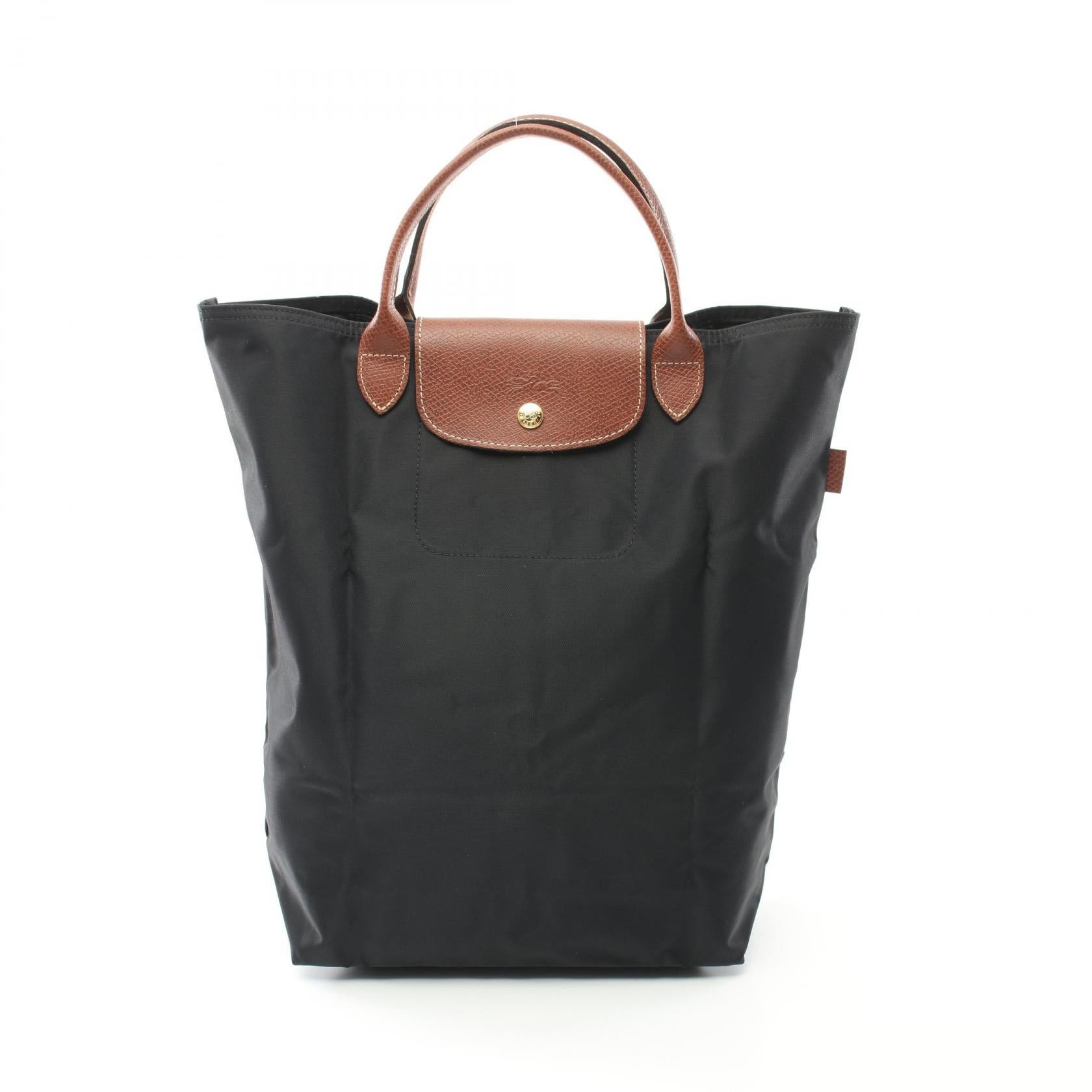 Longchamp Longchamp Le Preage Original M Shopping Bag Handbag Tote Nylon Leather Black Brown Size ONE SIZE - 1 Thumbnail