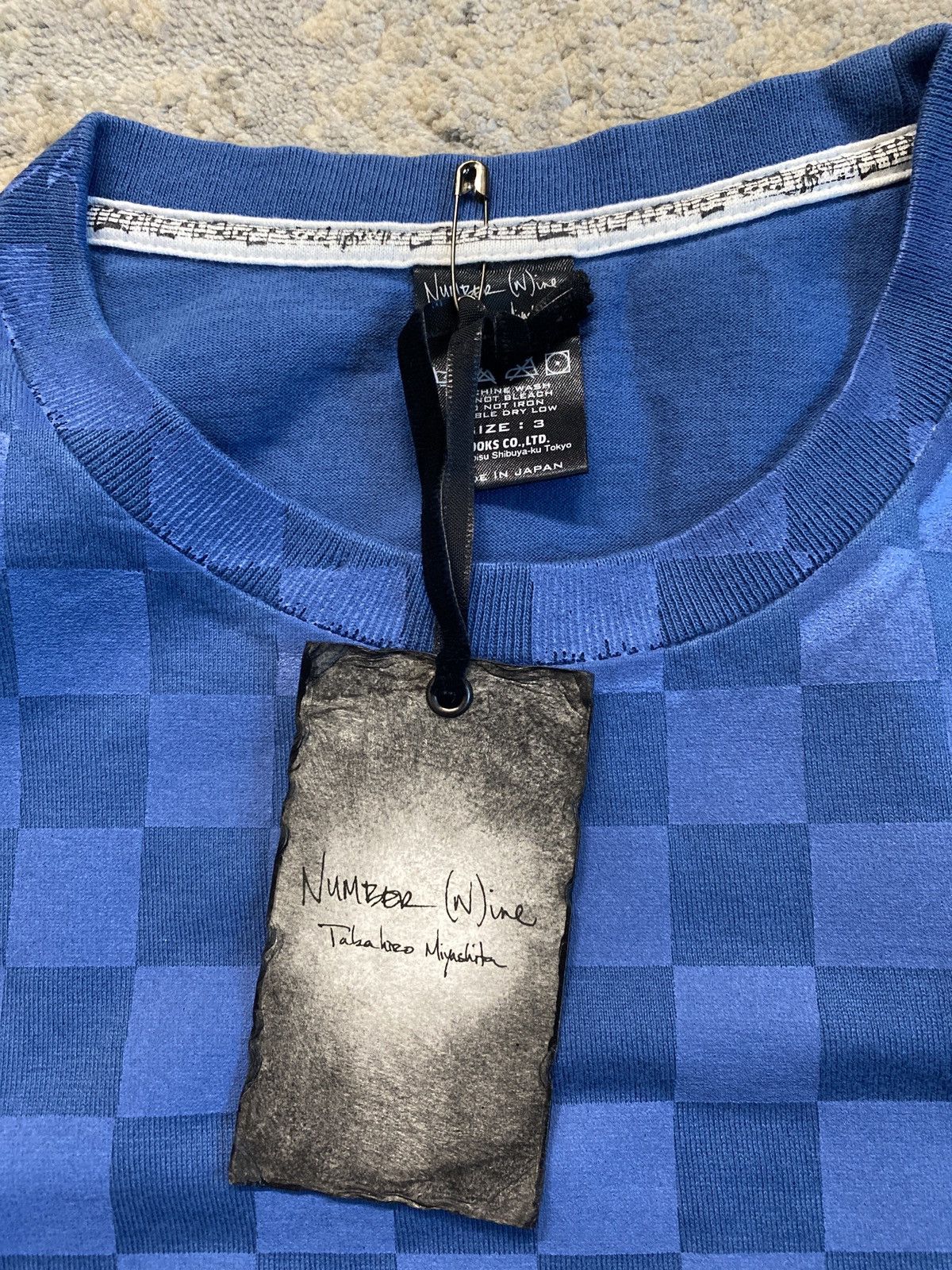 Number (N)ine SS09 Checkered Blue Painted T Shirt Size US M / EU 48-50 / 2 - 3 Thumbnail