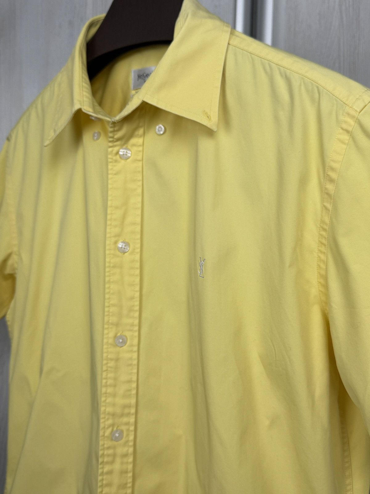 Vintage Yves Saint Laurent pour homme yellow short sleeve shirt Size US L / EU 52-54 / 3 - 6 Thumbnail