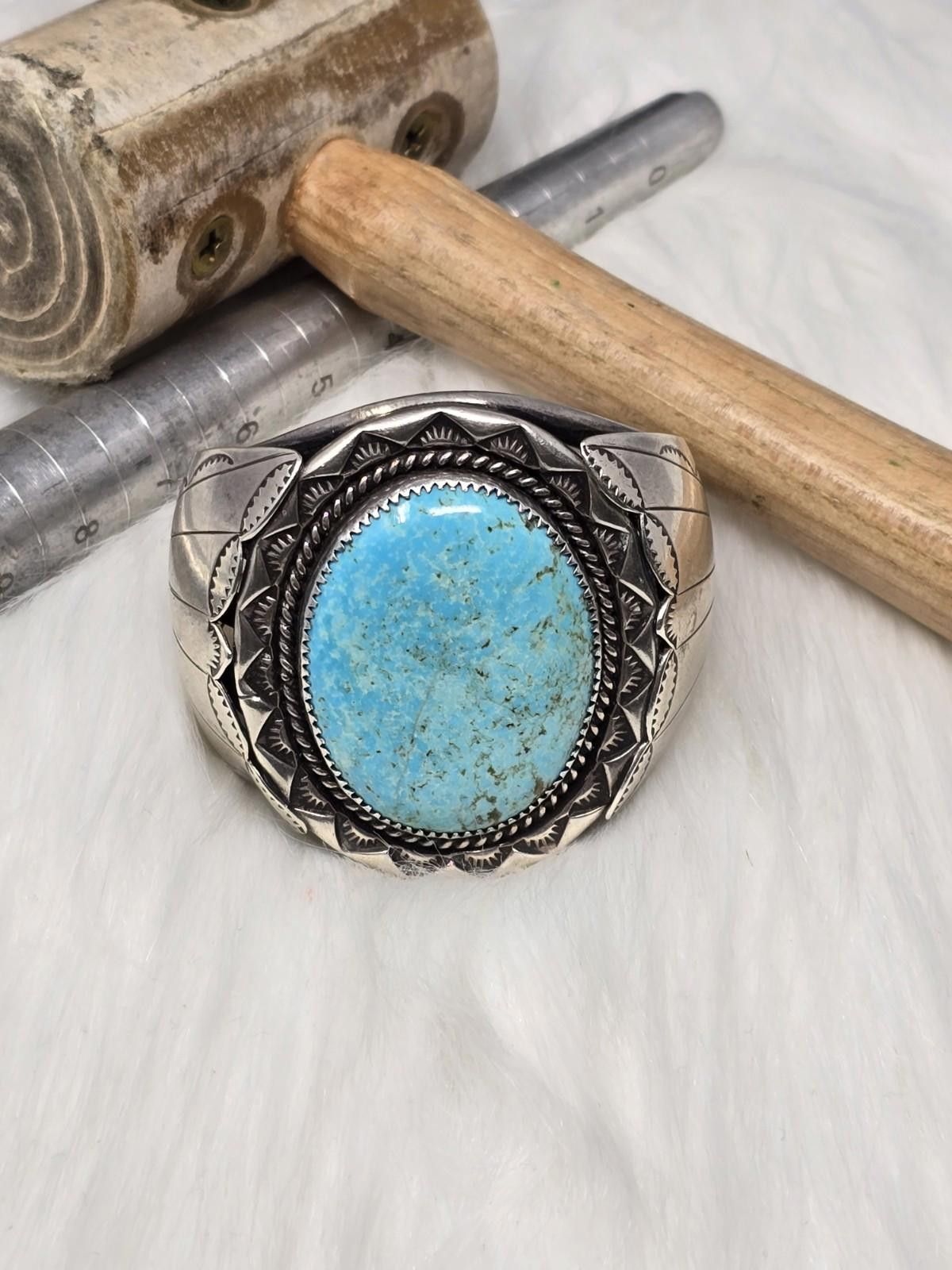 Other Orville Tsinnie Heavy Navajo 925 Silver Turquoise Cuff 100g Size ONE SIZE - 1 Thumbnail