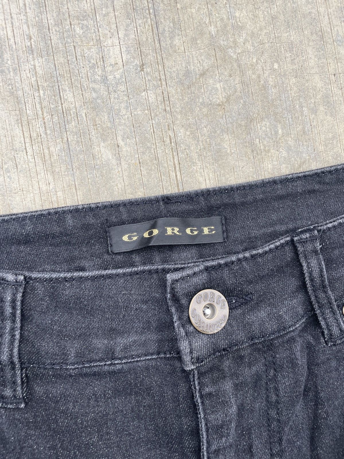 Tornado Mart 💥RARE💥GORGE DISTRESSED DARK INDIGO FLARE DENIM ARCHIVE Size US 29 - 3 Thumbnail