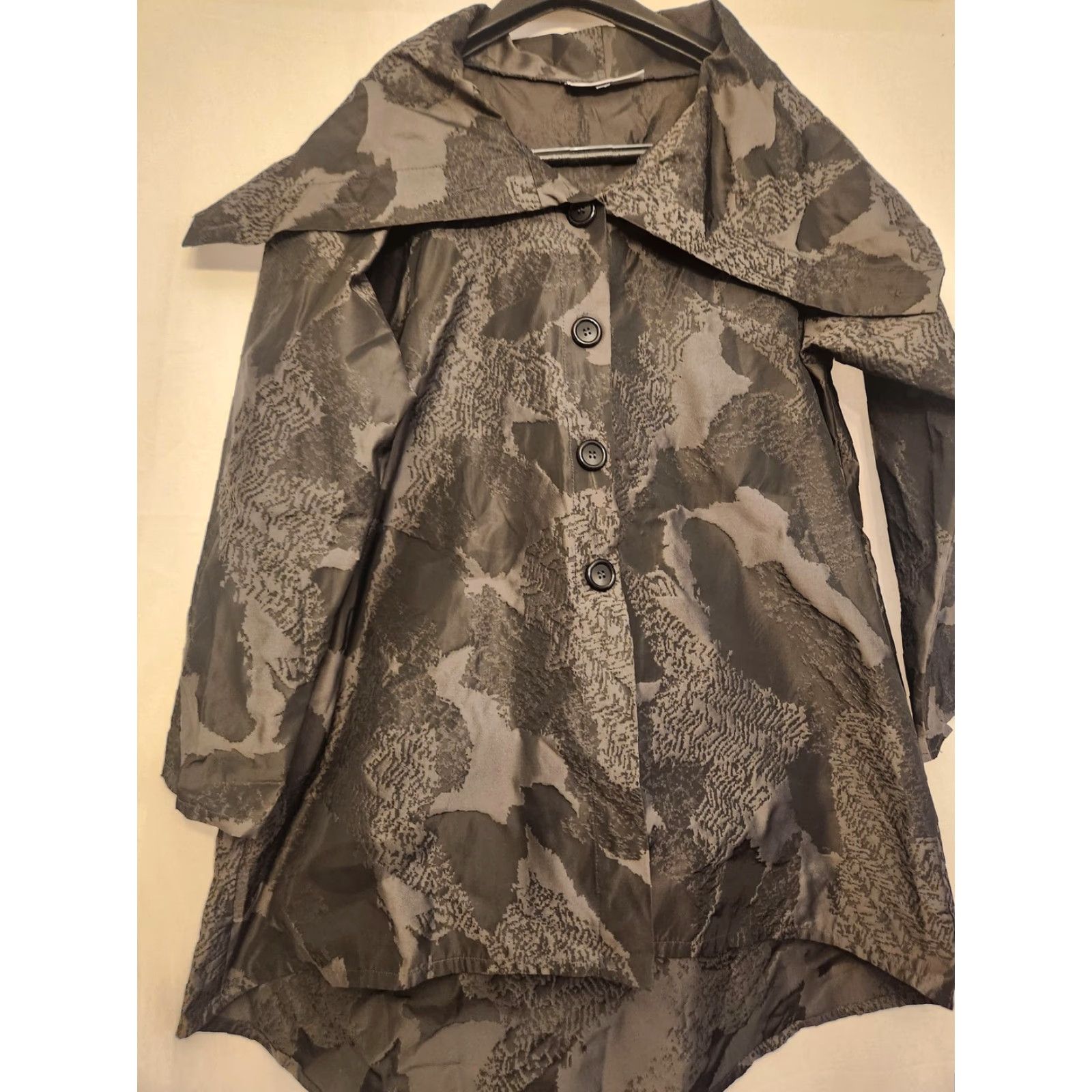 Vintage Bryn Walker Coat Womens XXS Gray Black Jacquard Long Hi Low Hem Made USA Size XXS / US 00 / IT 34 - 4 Thumbnail