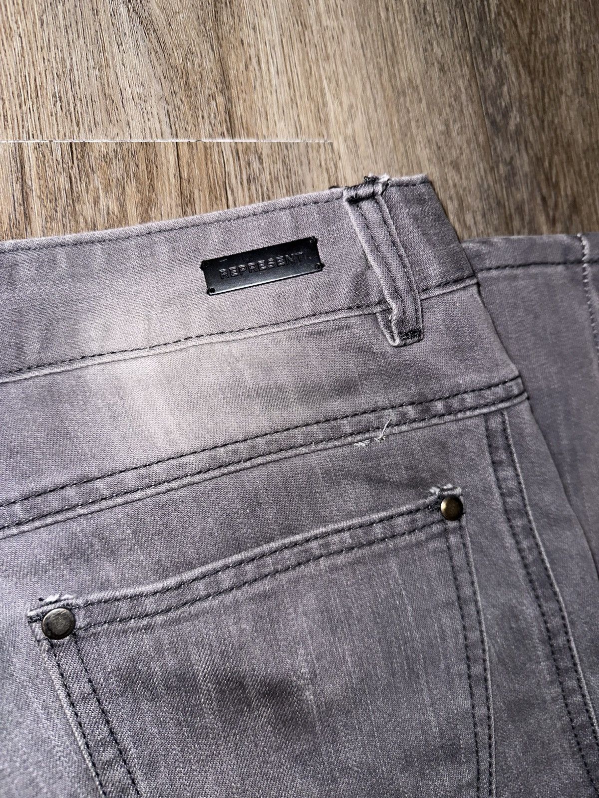 Represent Clo. Represent Moto Biker Skinny Jeans – Size 34 – Washed Grey Size US 34 / EU 50 - 3 Thumbnail
