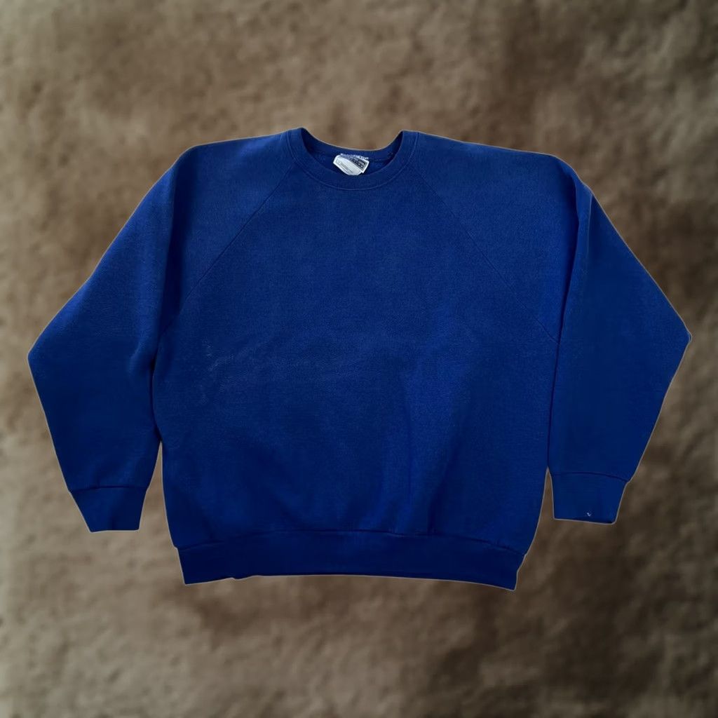 Fruit Of The Loom VINTAGE Fruit Of The Loom Raglan Sweatshirt Mens XL Blue Blank Fleece Crewneck Size US XL / EU 56 / 4 - 1 Thumbnail